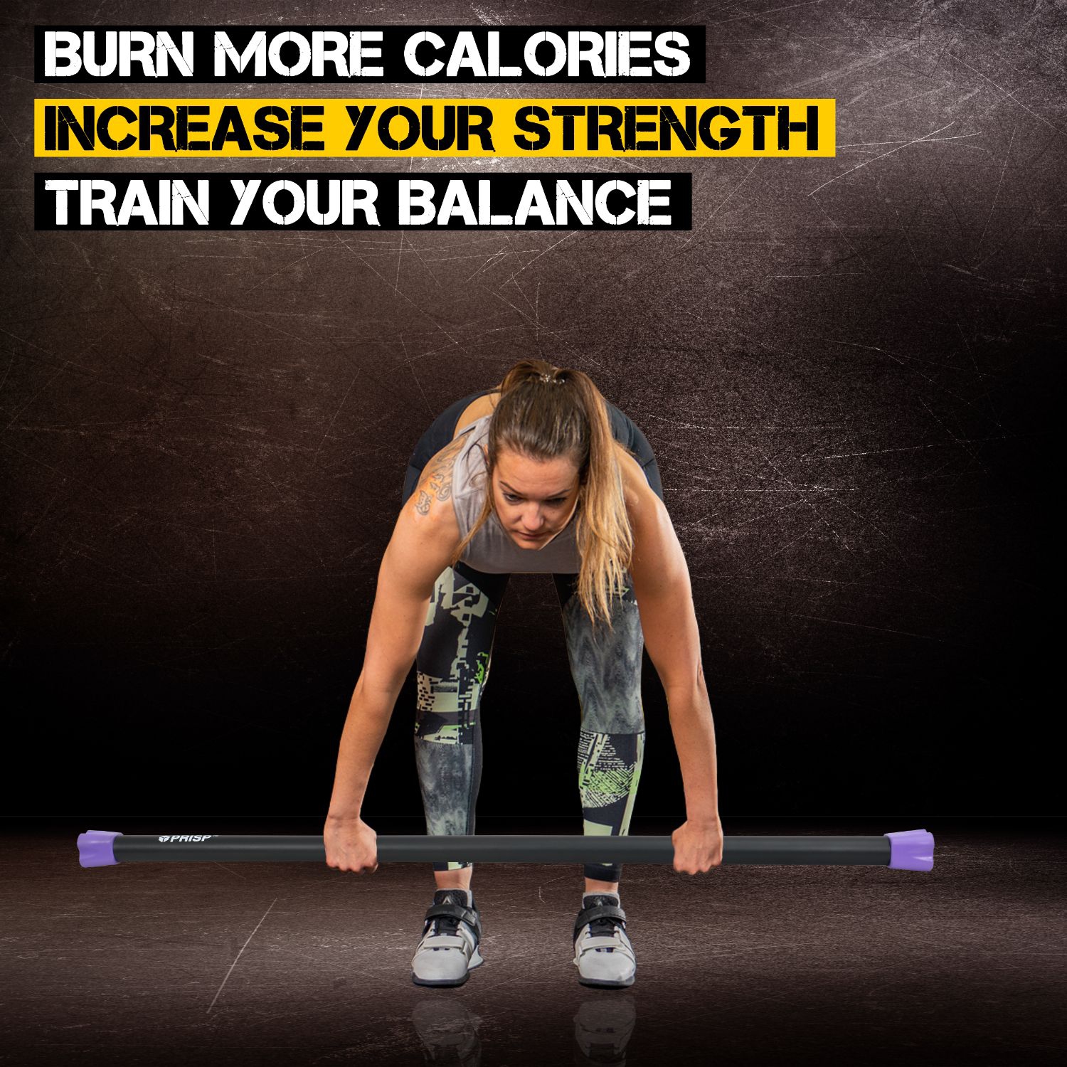 PRISP Weighted Exercise Workout Bar - Total Body Weight Bar for Home Gym, Fitness, Yoga and Strength Training