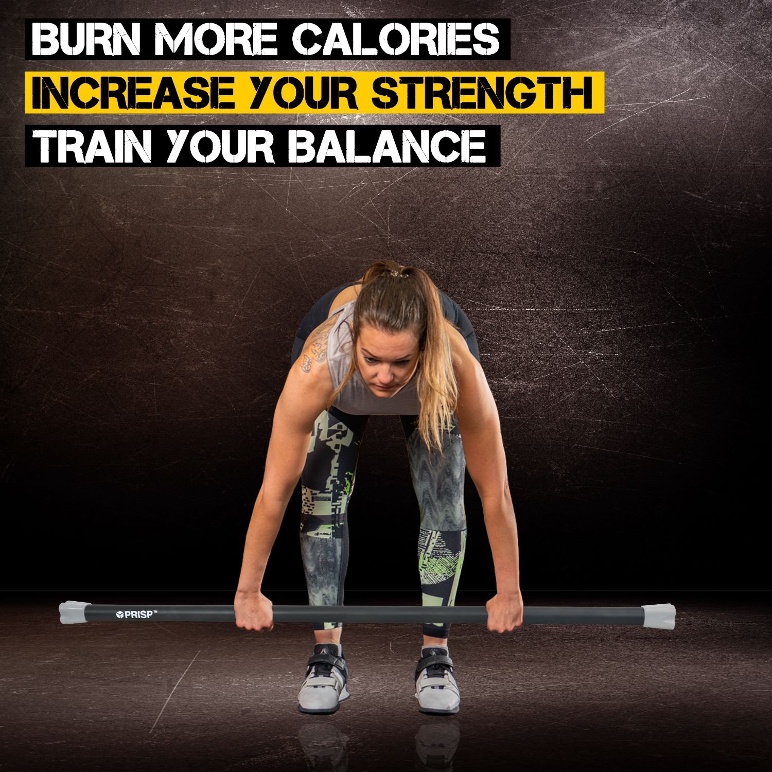 PRISP Weighted Exercise Workout Bar - Total Body Weight Bar for Home Gym, Fitness, Yoga and Strength Training