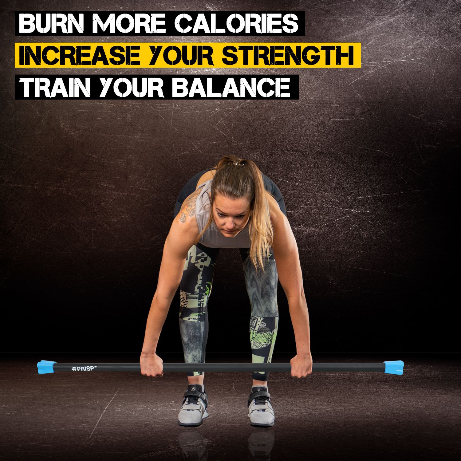 PRISP Weighted Exercise Workout Bar - Total Body Weight Bar for Home Gym, Fitness, Yoga and Strength Training