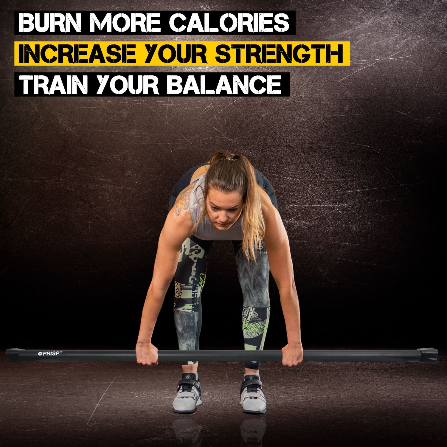 PRISP Weighted Exercise Workout Bar - Total Body Weight Bar for Home Gym, Fitness, Yoga and Strength Training