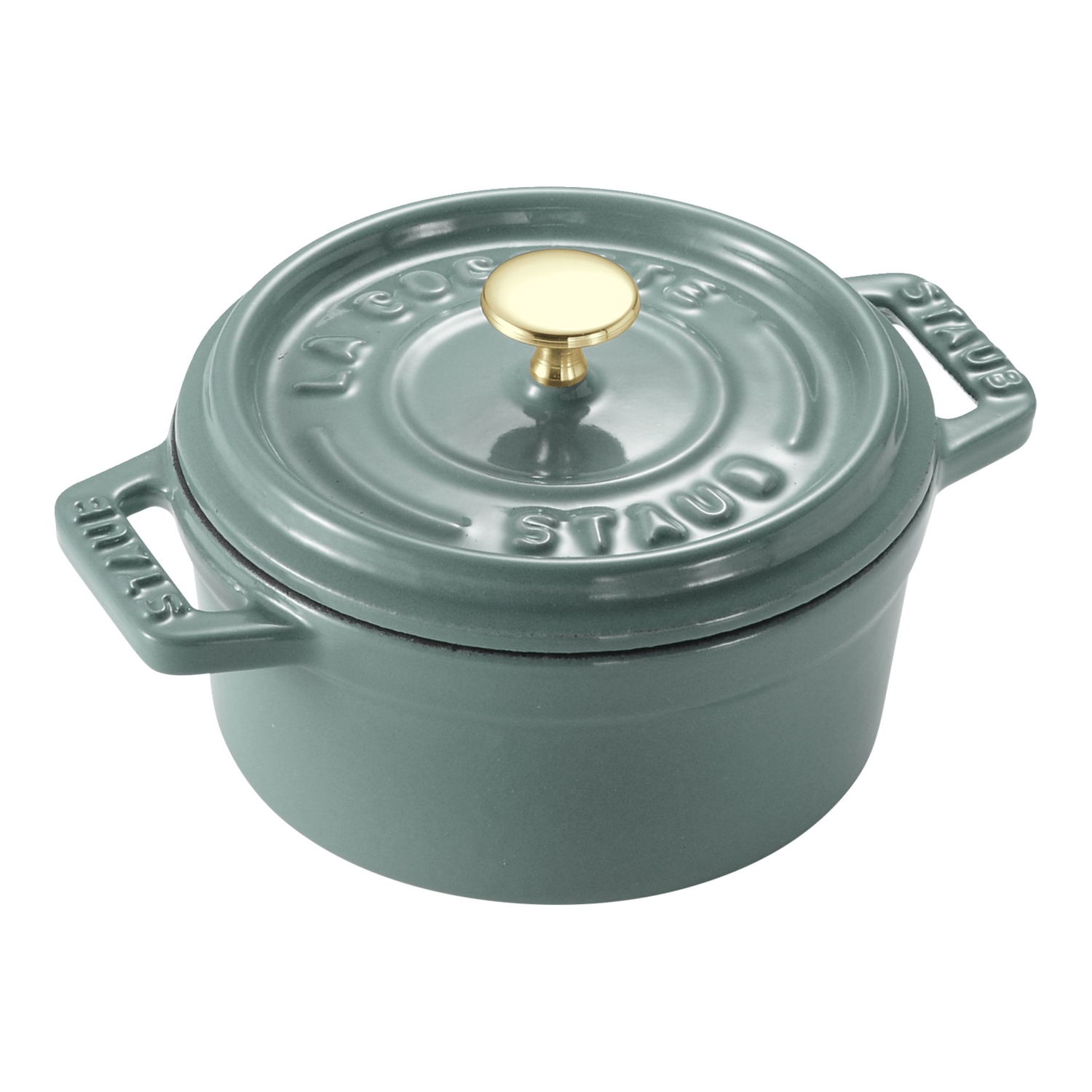 STAUB La Cocotte 250 mL Cast Iron Round Mini Cocotte, Eucalyptus