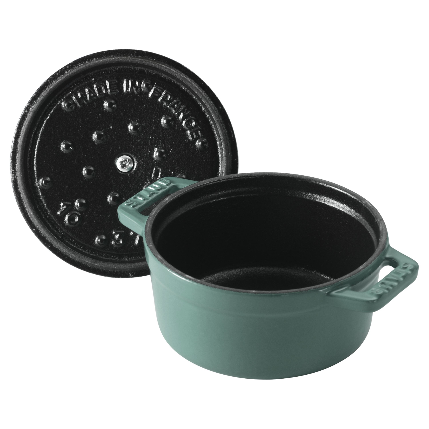 STAUB La Cocotte 250 mL Cast Iron Round Mini Cocotte, Eucalyptus