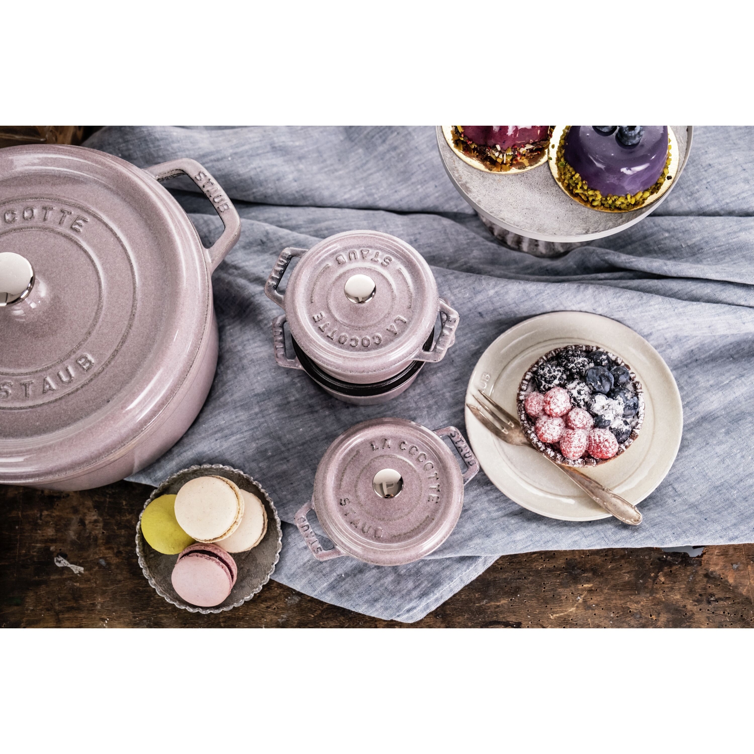 STAUB La Cocotte 250 mL Cast Iron Round Mini Cocotte, Cherry Blossom