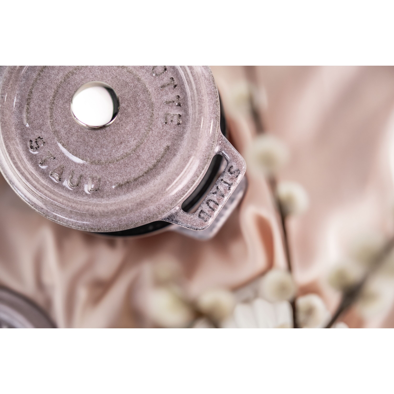 STAUB La Cocotte 250 mL Cast Iron Round Mini Cocotte, Cherry Blossom