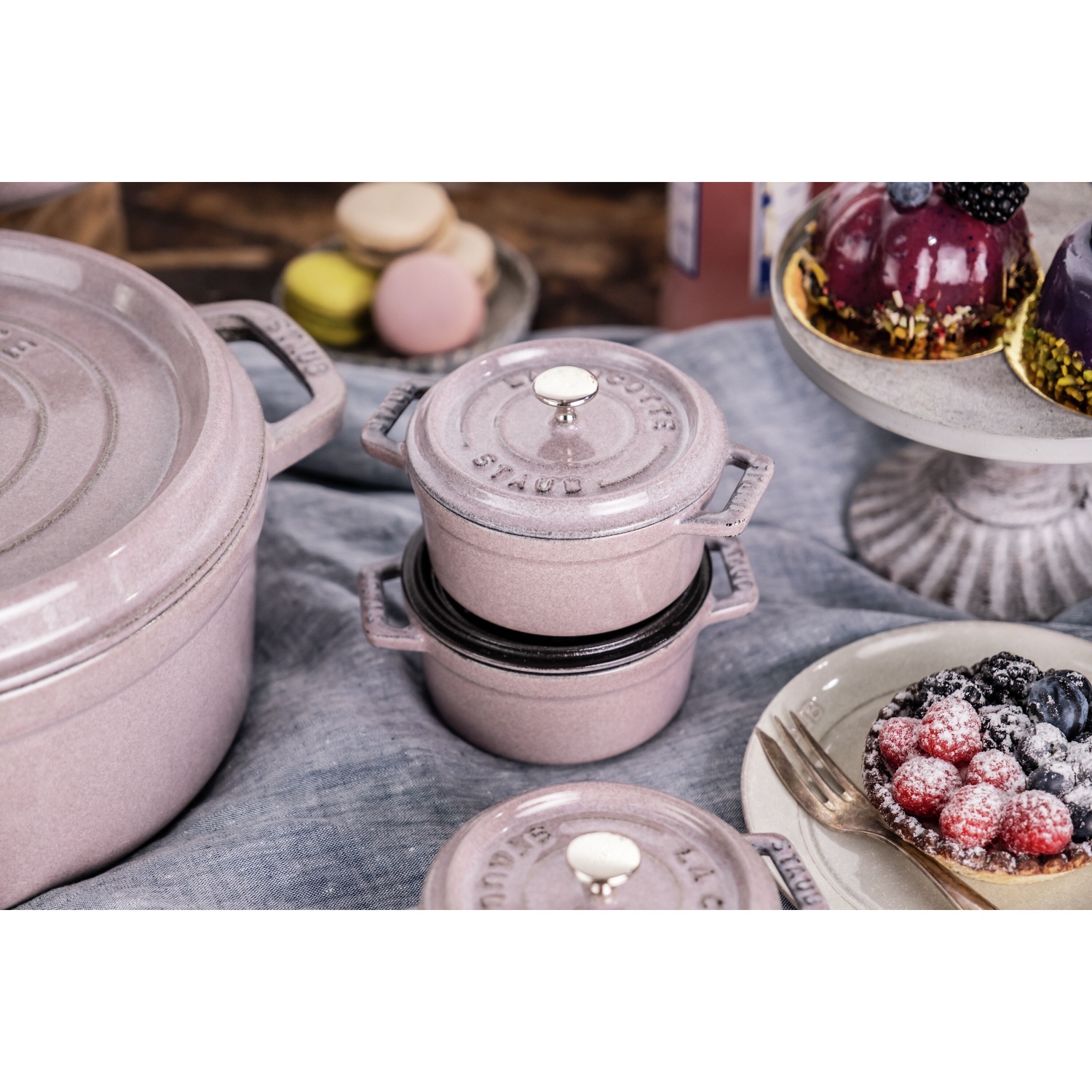 STAUB La Cocotte 250 mL Cast Iron Round Mini Cocotte, Cherry Blossom