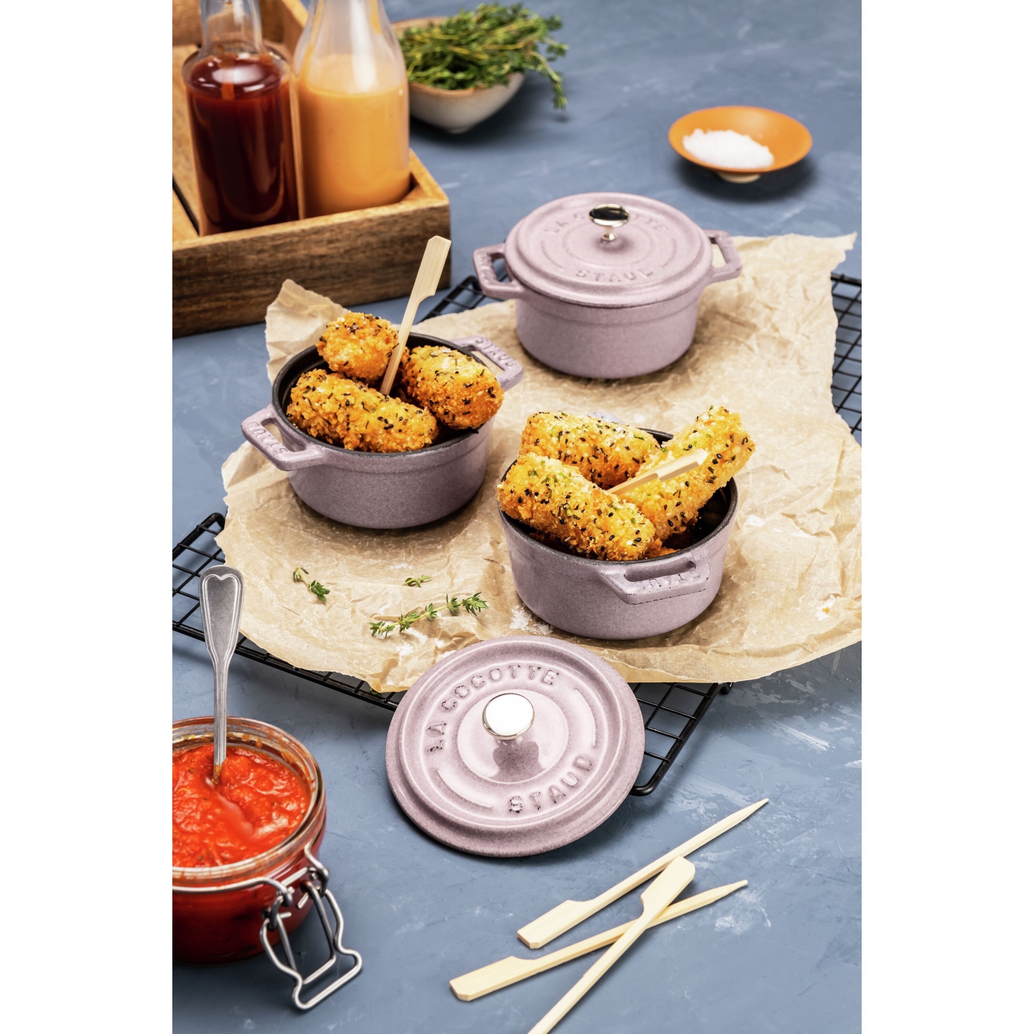 STAUB La Cocotte 250 mL Cast Iron Round Mini Cocotte, Cherry Blossom