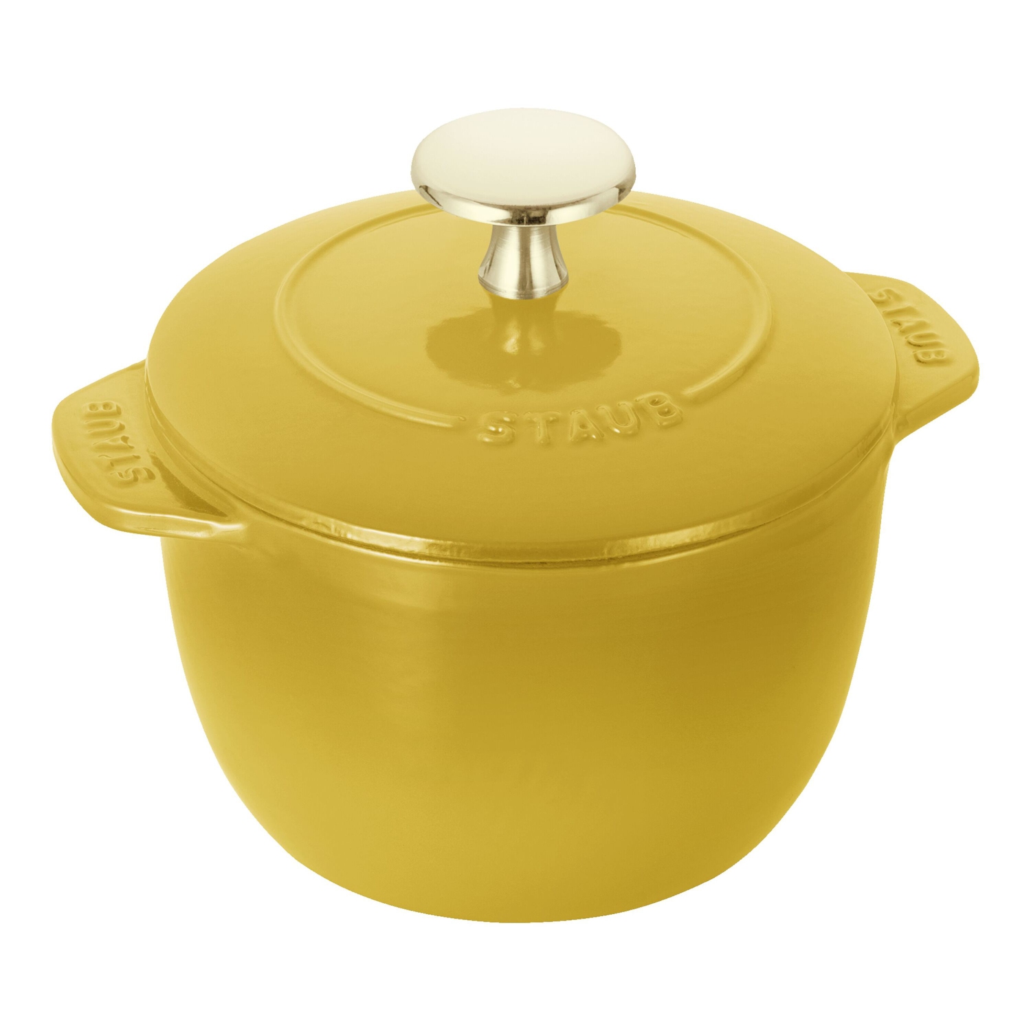 STAUB La Cocotte 1.75 L Cast Iron Round Rice Cocotte, Citron