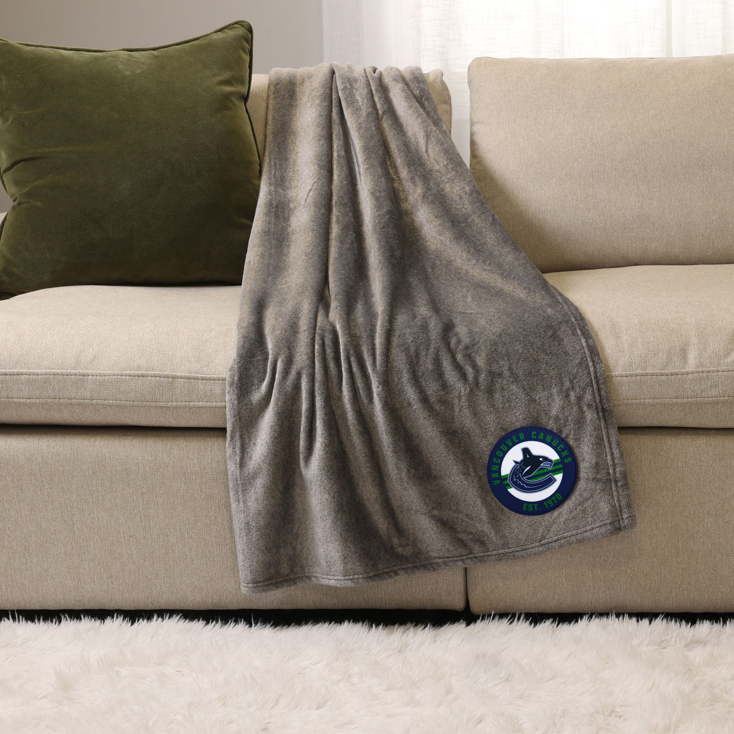 NHL Throw Blanket - Grey - Vancouver Canucks