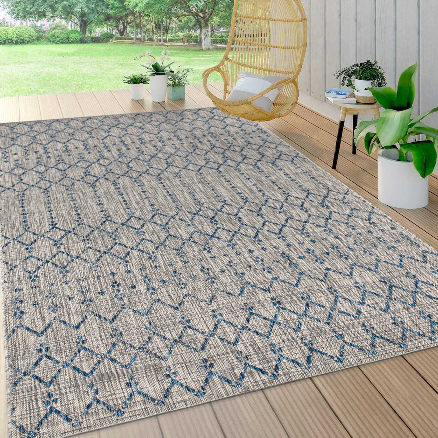 Ourika Moroccan Geometric Textured Weave Indoor/Outdoor Area Rug