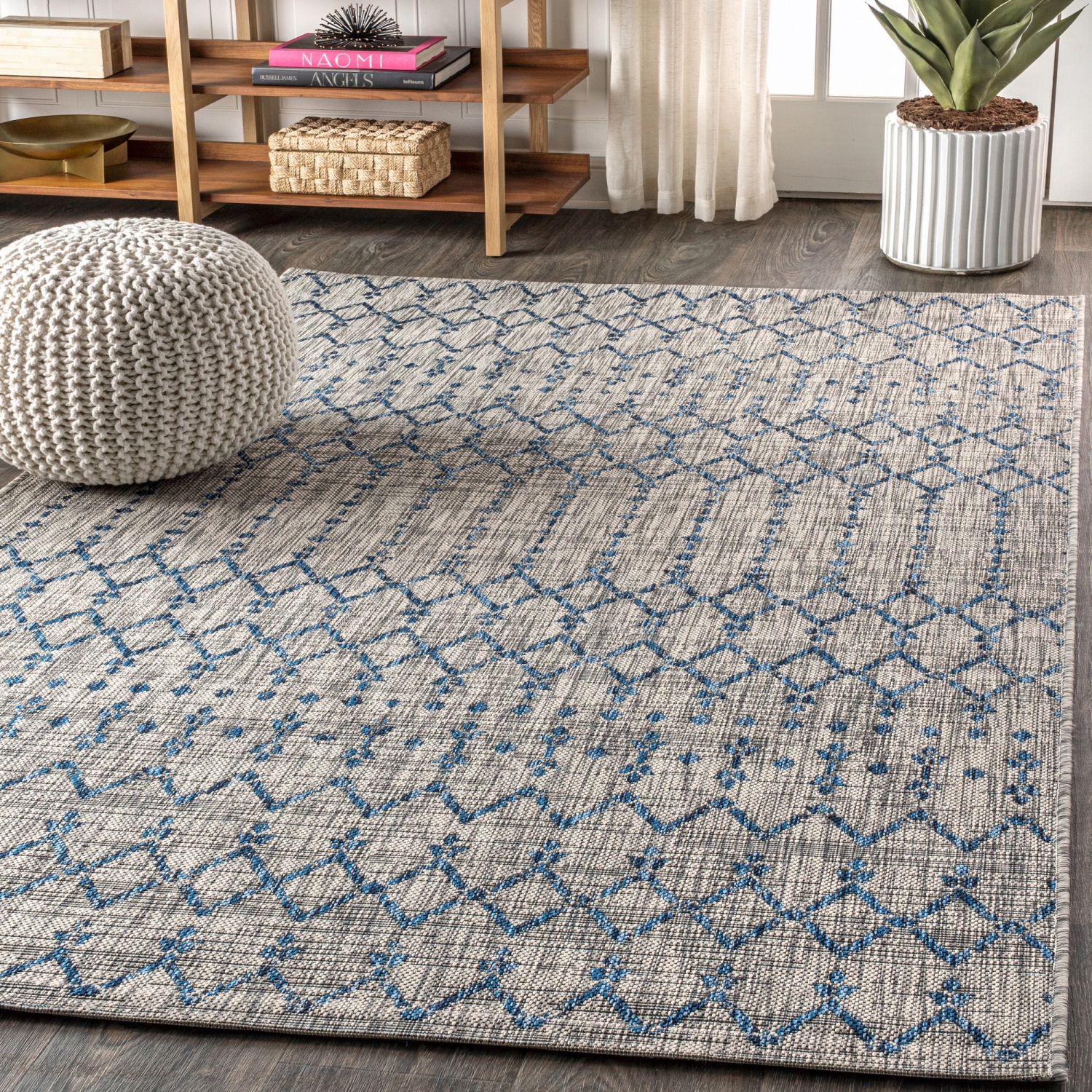 Ourika Moroccan Geometric Textured Weave Indoor/Outdoor Area Rug