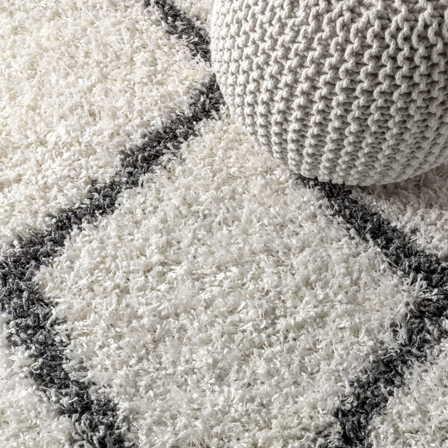 Gabrielle Mercer Shag Plush Tassel Moroccan Geometric Trellis Area Rug