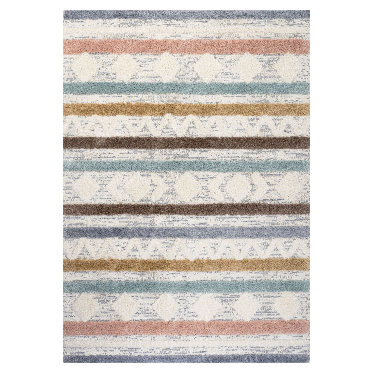Faiza Moroccan Striped Geometric High-Low Area Rug