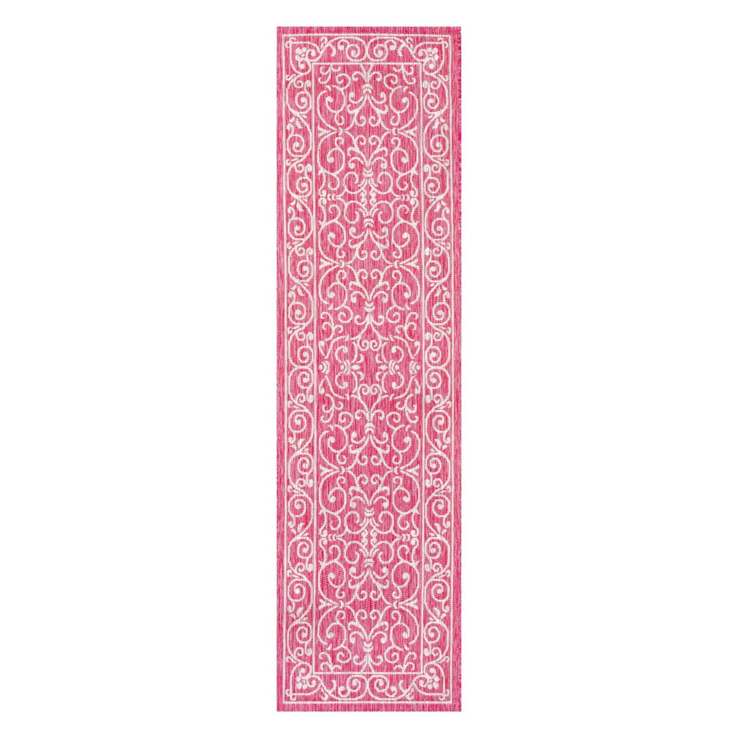 Tapis de corridor intérieur/extérieur à motif de filigrane style rétro Charleston