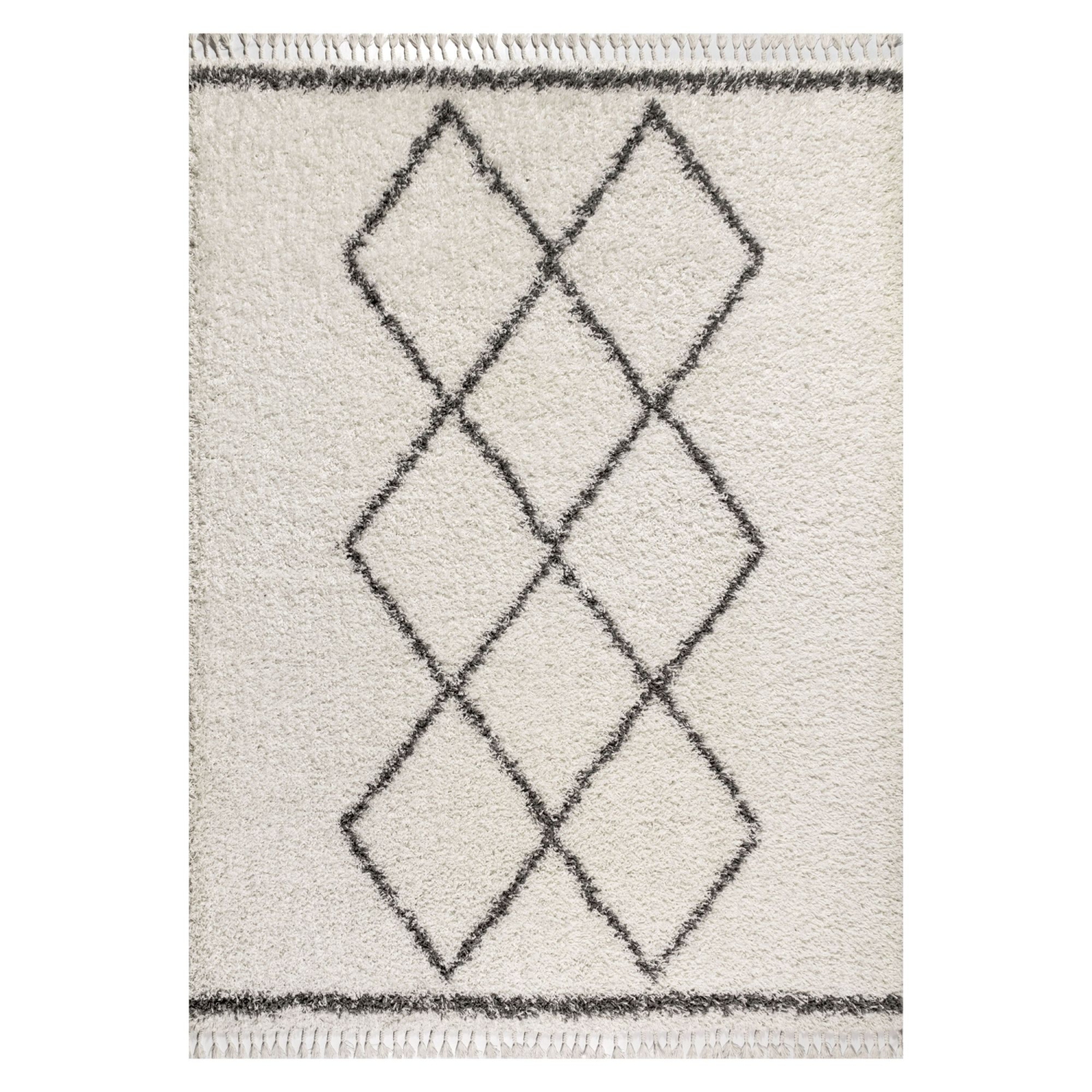 Beautiful Mercer Shag Plush Tassel Moroccan Tribal Geometric Trellis Area Rug