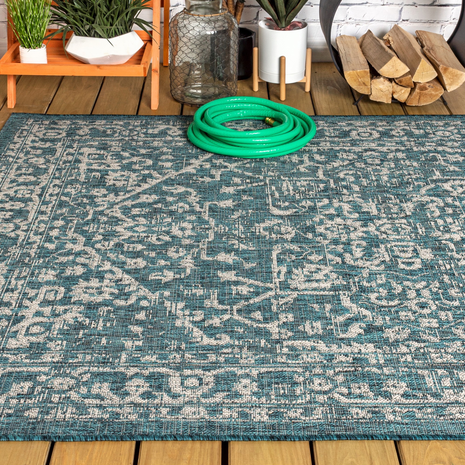 Malta Bohemian Medallion Textured Weave Indoor/Outdoor Area Rug