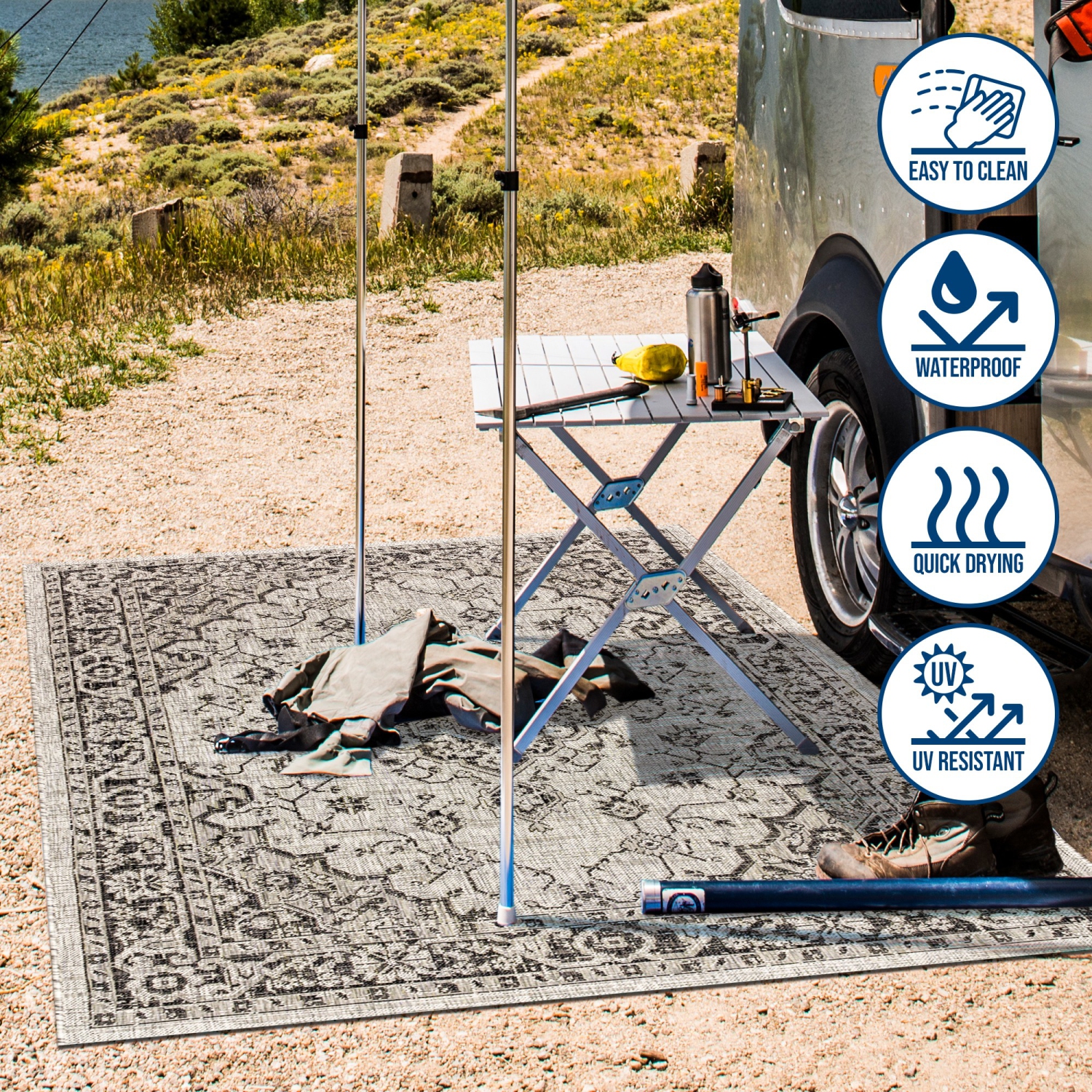 Rozetta Boho Medallion Textured Weave Indoor/Outdoor Area Rug