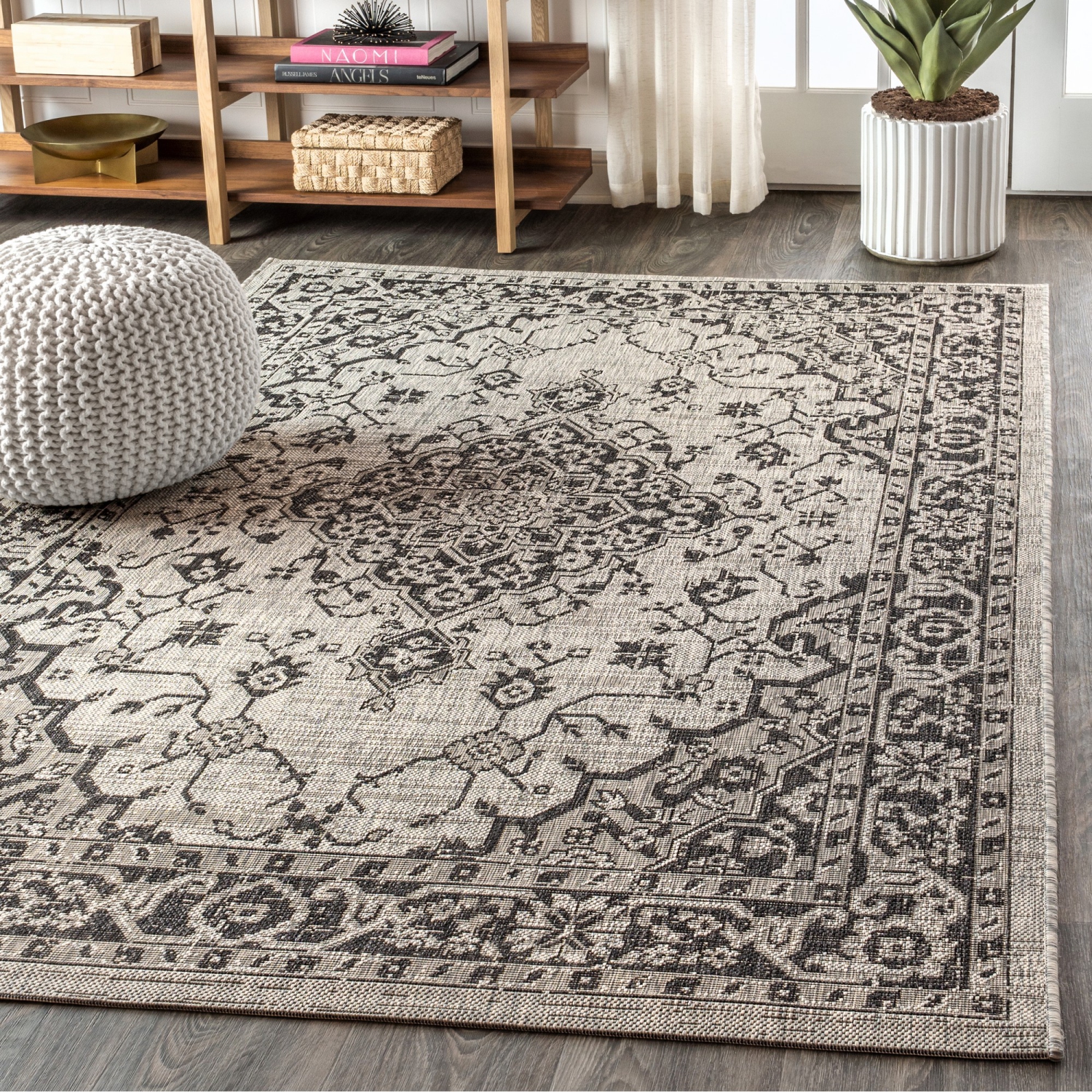 Rozetta Boho Medallion Textured Weave Indoor/Outdoor Area Rug