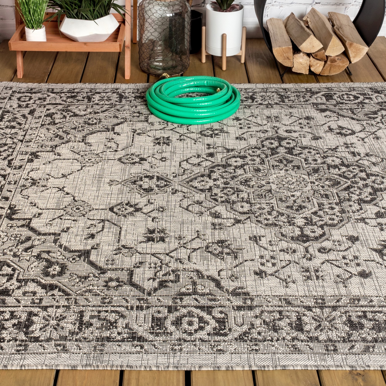 Rozetta Boho Medallion Textured Weave Indoor/Outdoor Area Rug