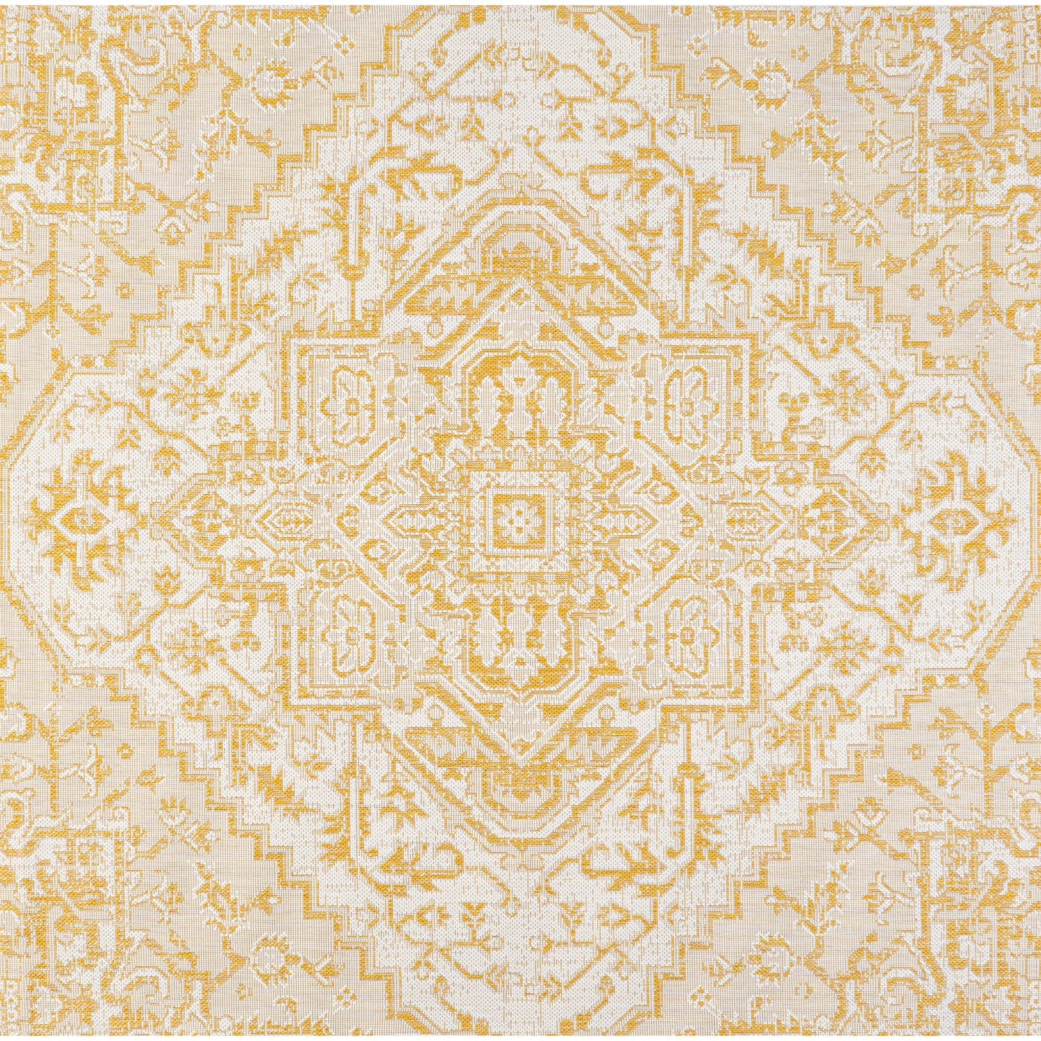 Tapis d'intérieur/d'extérieur à motif de médaillon de Bohemian Estrella, tissage texturé