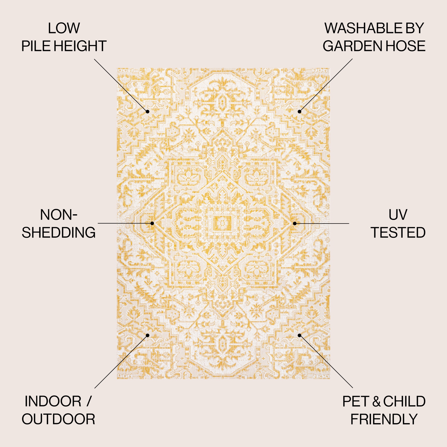 Tapis d'intérieur/d'extérieur à motif de médaillon de Bohemian Estrella, tissage texturé