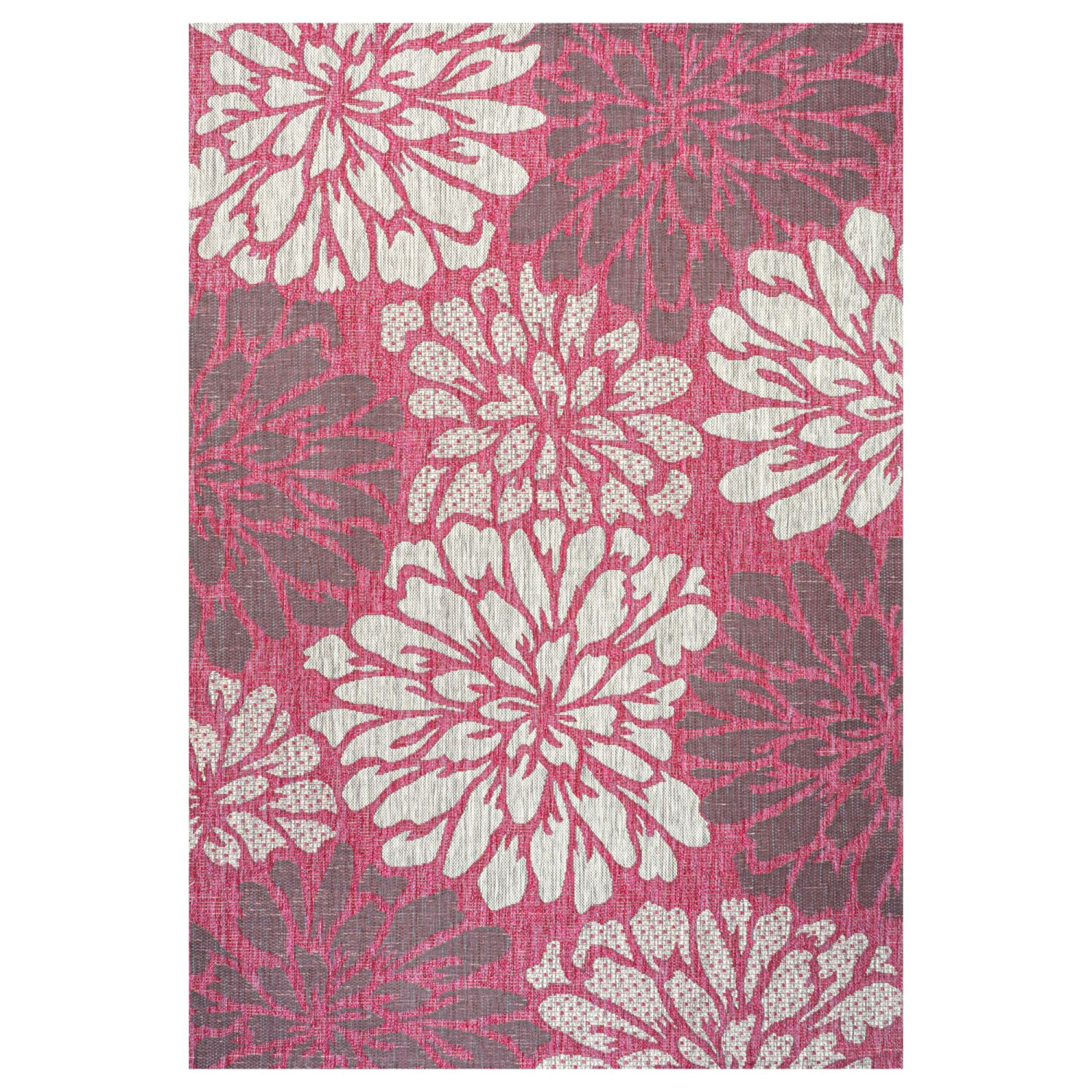 Zinnia Modern Floral Textured Weave Indoor/Outdoor Area Rug
