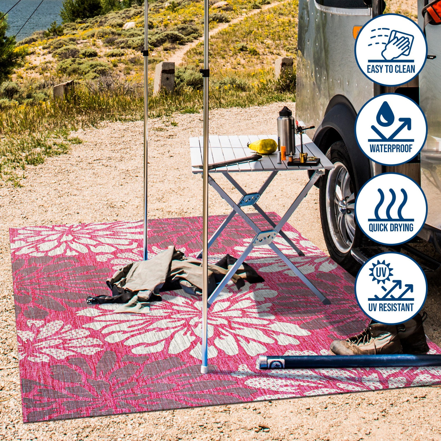 Zinnia Modern Floral Textured Weave Indoor/Outdoor Area Rug