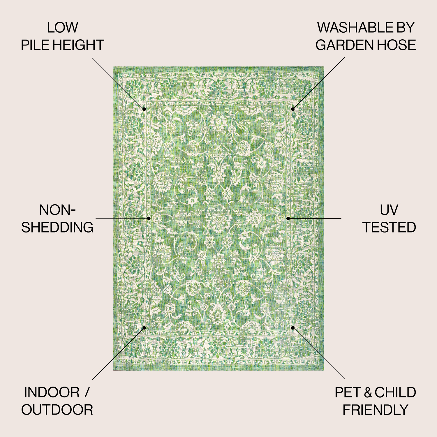 Tela Bohemian Textured Weave Floral Indoor/Outdoor Area Rug