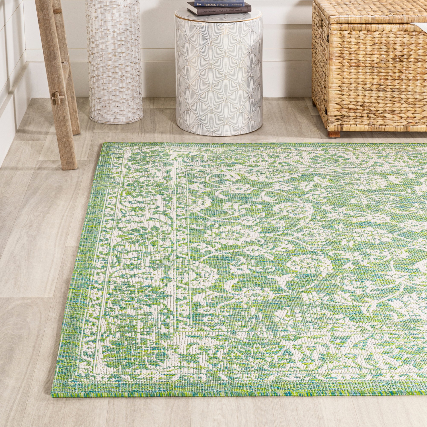Tela Bohemian Textured Weave Floral Indoor/Outdoor Area Rug