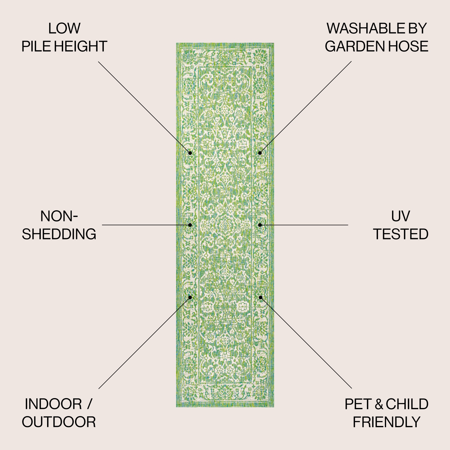 Tapis intérieur/extérieur en tissu tressé texturé style bohémien de Tela