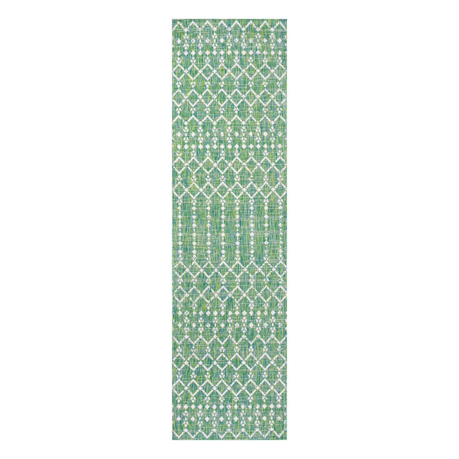 Ourika Moroccan Geometric Textured Weave Indoor/Outdoor Runner Rug