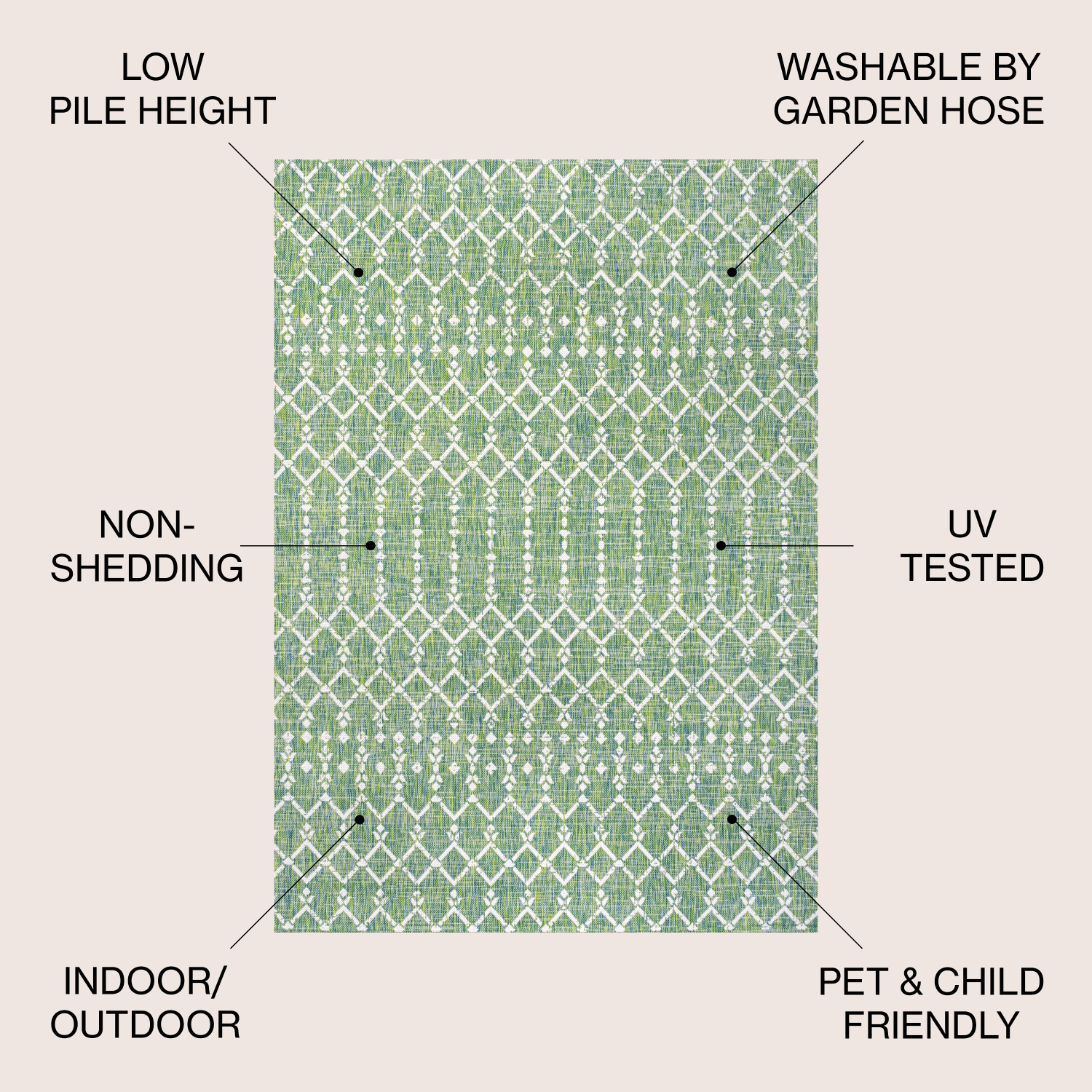 Tapis d'intérieur/d'extérieur à tissage géométrique texturé d'Ourika marocain