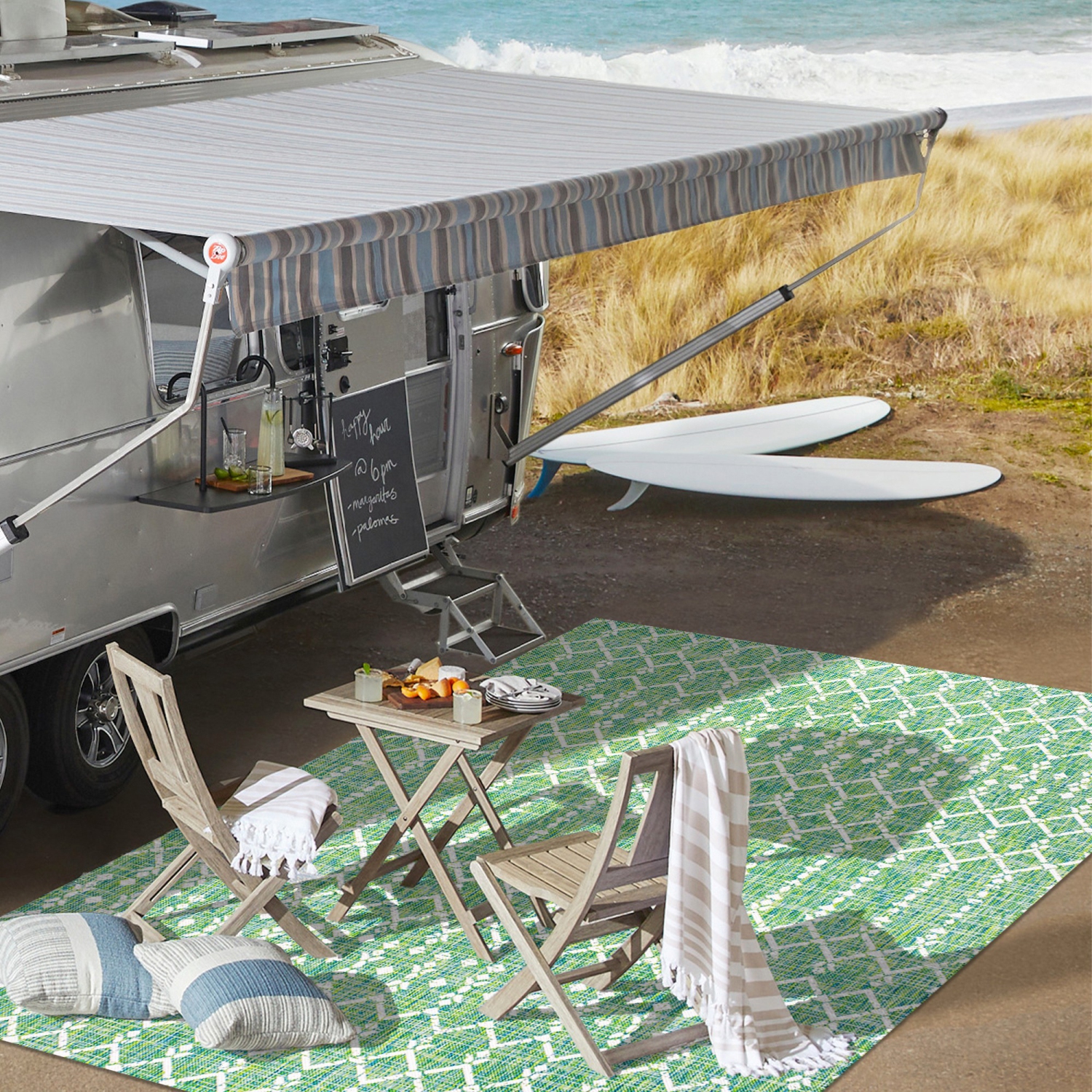 Tapis d'intérieur/d'extérieur à tissage géométrique texturé d'Ourika marocain