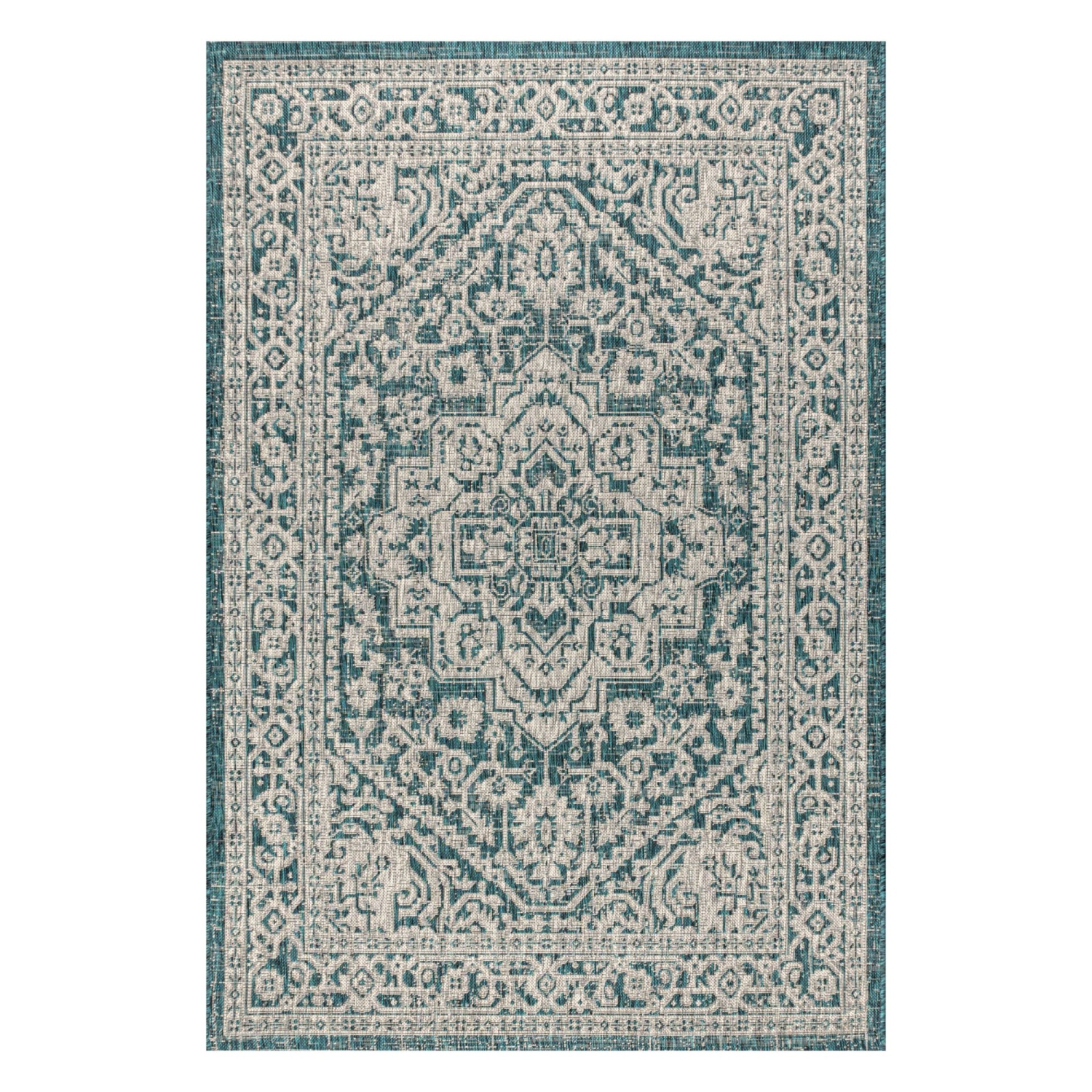 Sinjuri Medallion Textured Weave Indoor/Outdoor Area Rug