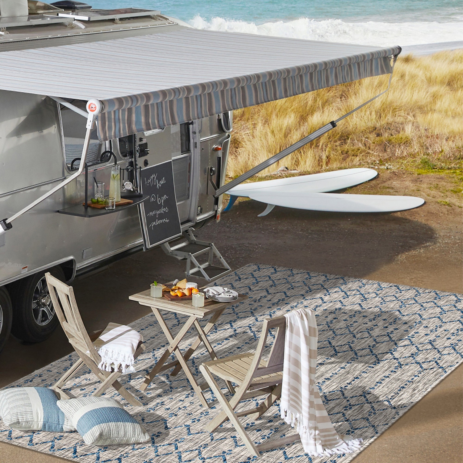 Ourika Moroccan Geometric Textured Weave Indoor/Outdoor Area Rug