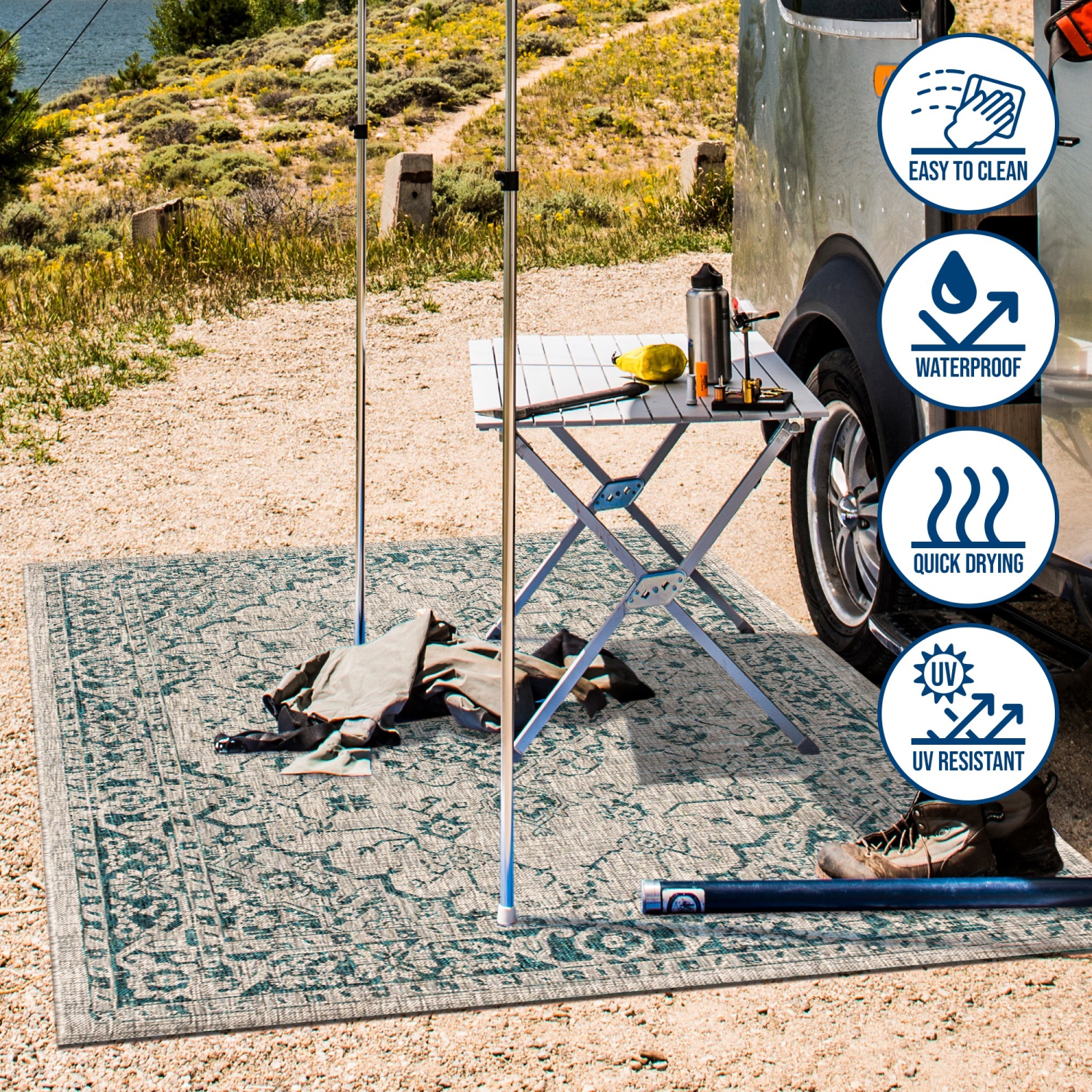 Rozetta Boho Medallion Textured Weave Indoor/Outdoor Area Rug