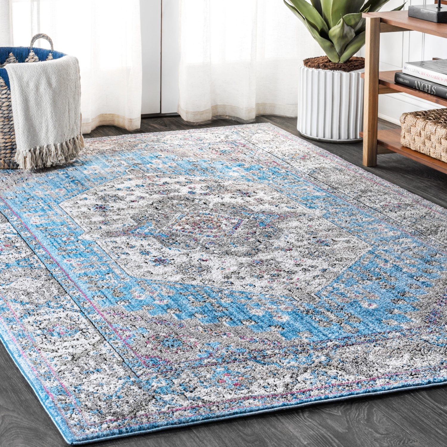 Tapis d'appoint à motif de médaillon Kesan Vintage