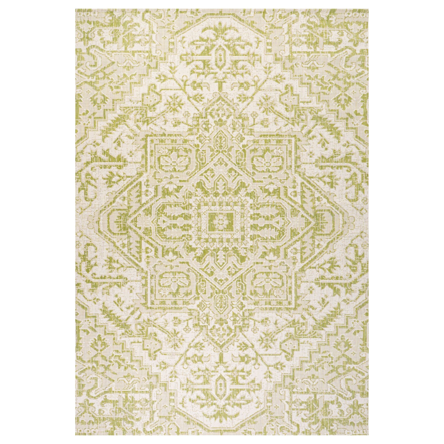 Tapis d'intérieur/d'extérieur à motif de médaillon de Bohemian Estrella, tissage texturé