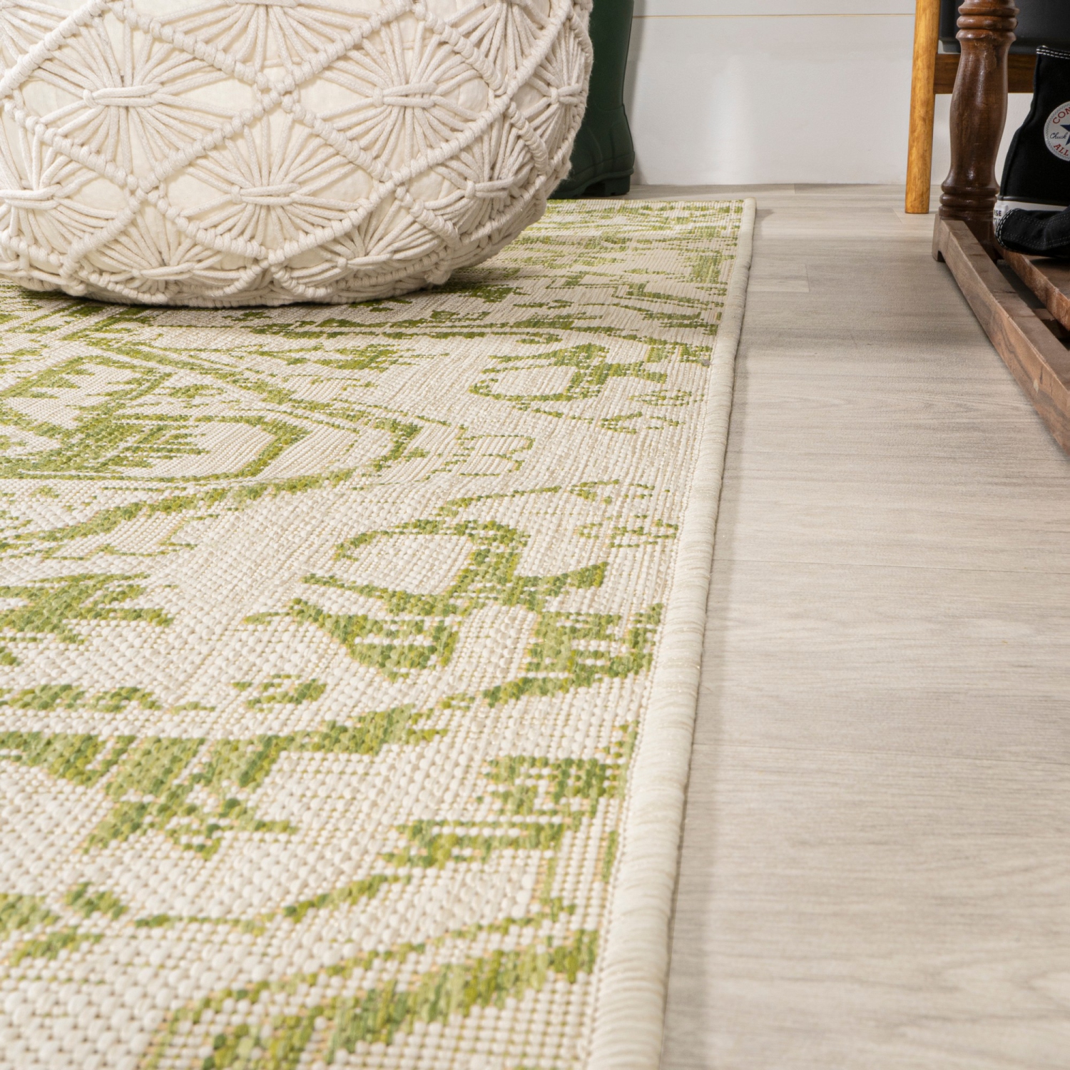 Tapis d'intérieur/d'extérieur à motif de médaillon de Bohemian Estrella, tissage texturé