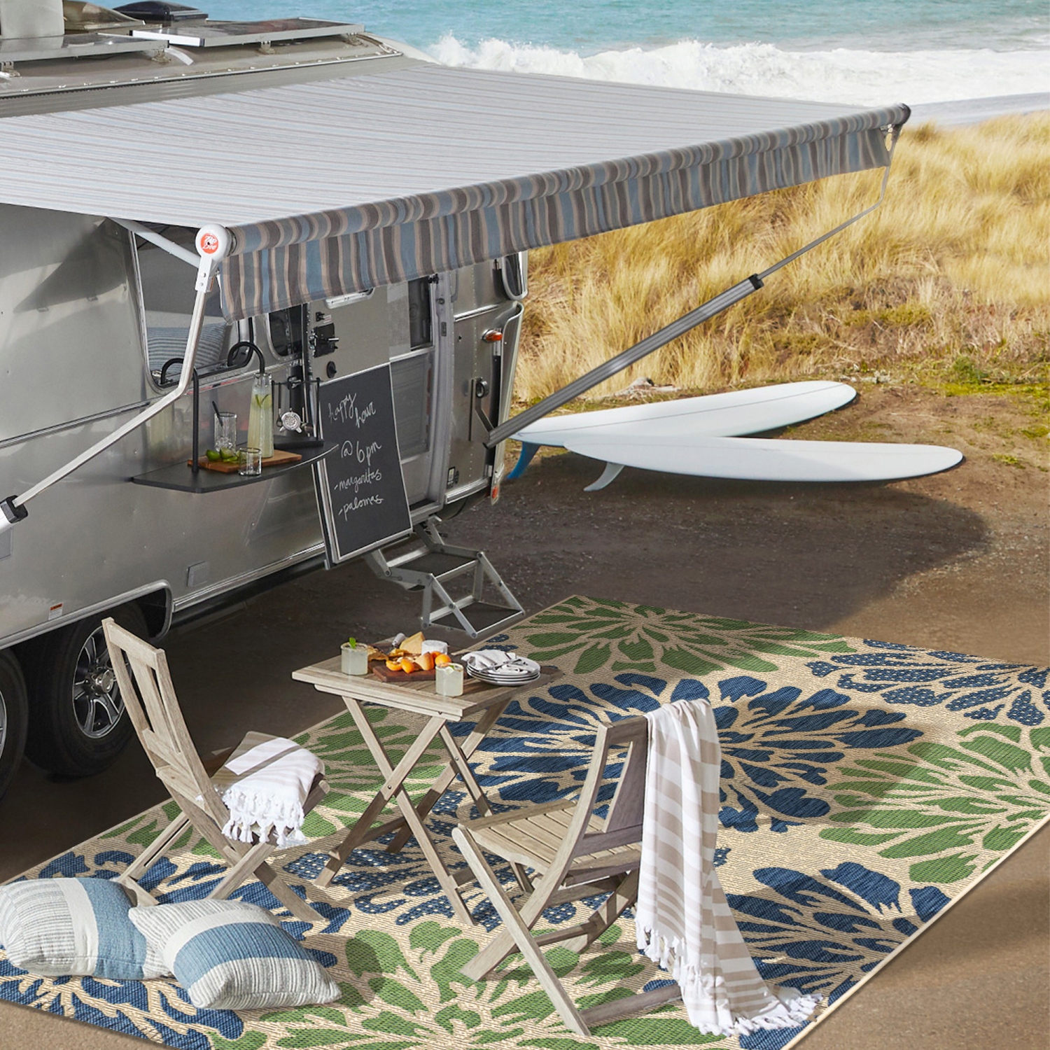 Zinnia Modern Floral Textured Weave Indoor/Outdoor Area Rug