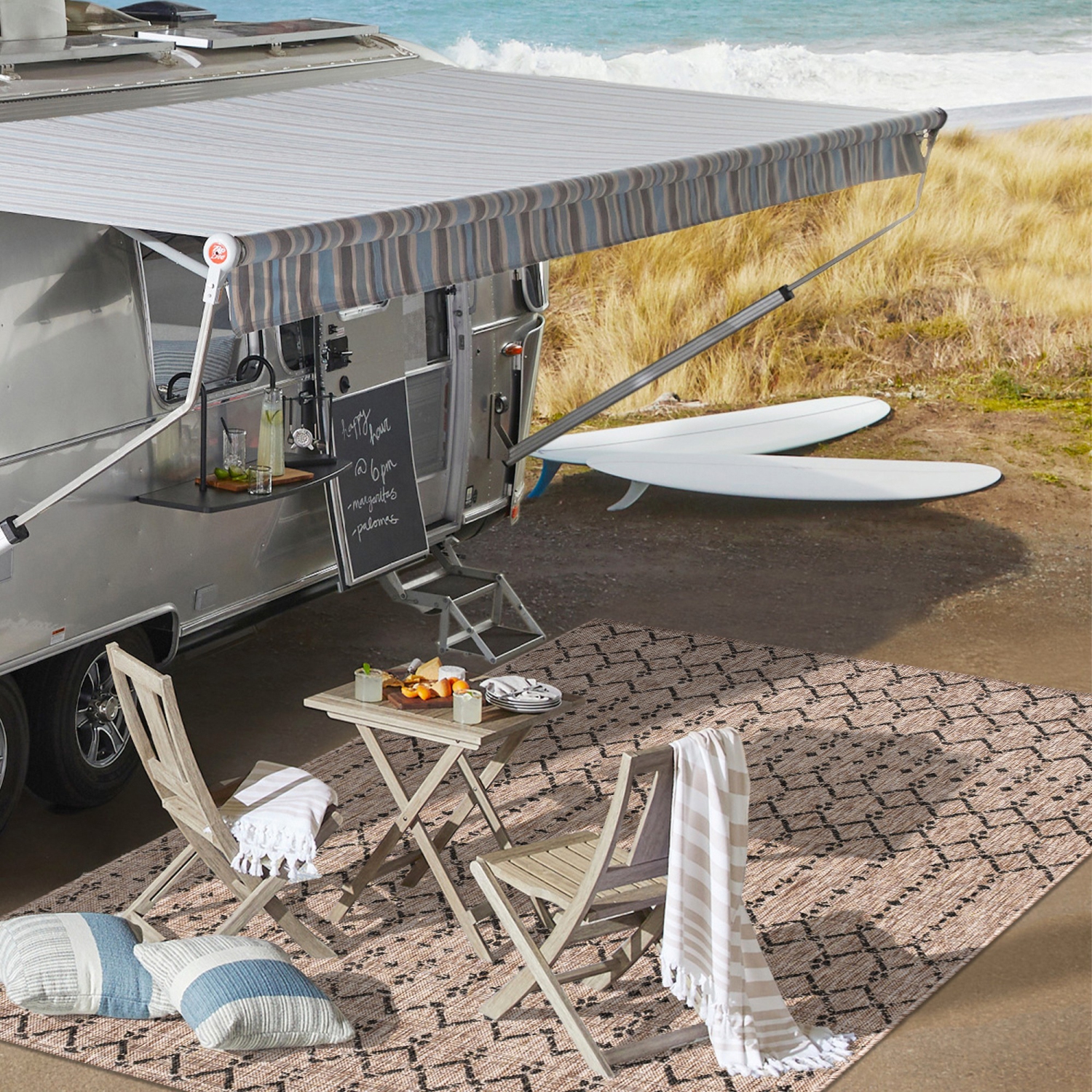 Tapis d'intérieur/d'extérieur à tissage géométrique texturé d'Ourika marocain