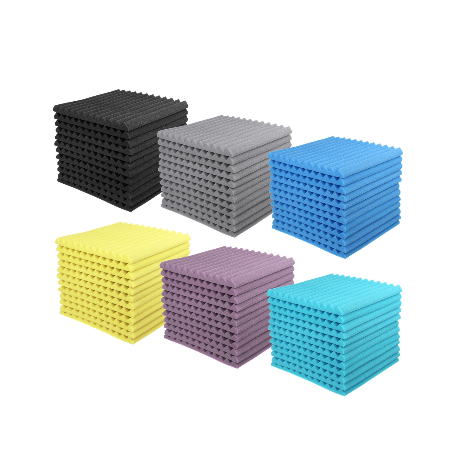 12Pcs panneaux en mousse acoustique Wedge 25&nbsp;mm mousse à l'épreuve du bruit traitement des carreaux de studio pièce