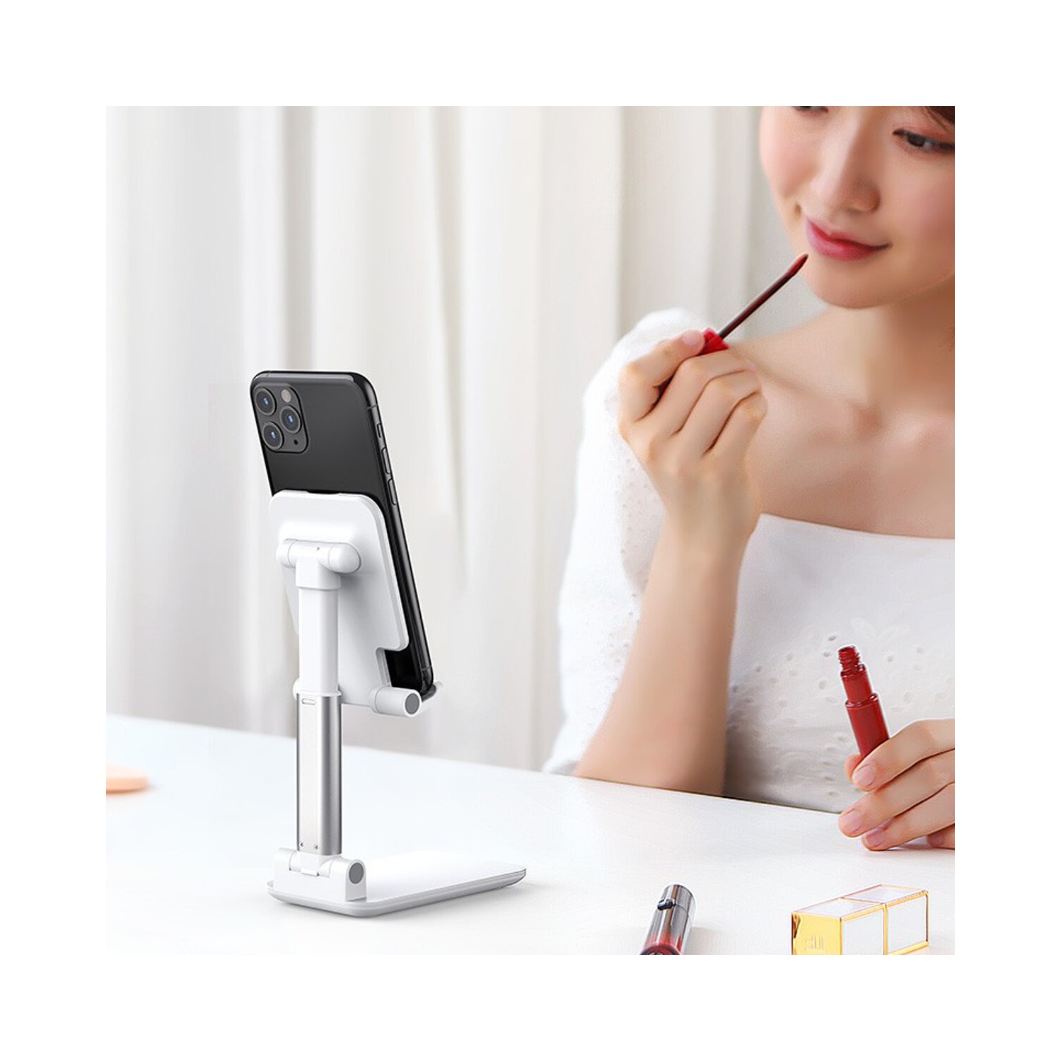 CCT4 Universal Folding Telescopic Desktop Mobile Phone Tablet Holder Stand for iPad Air for iPhone 12 XS 11 Pro POCO X3 NFC