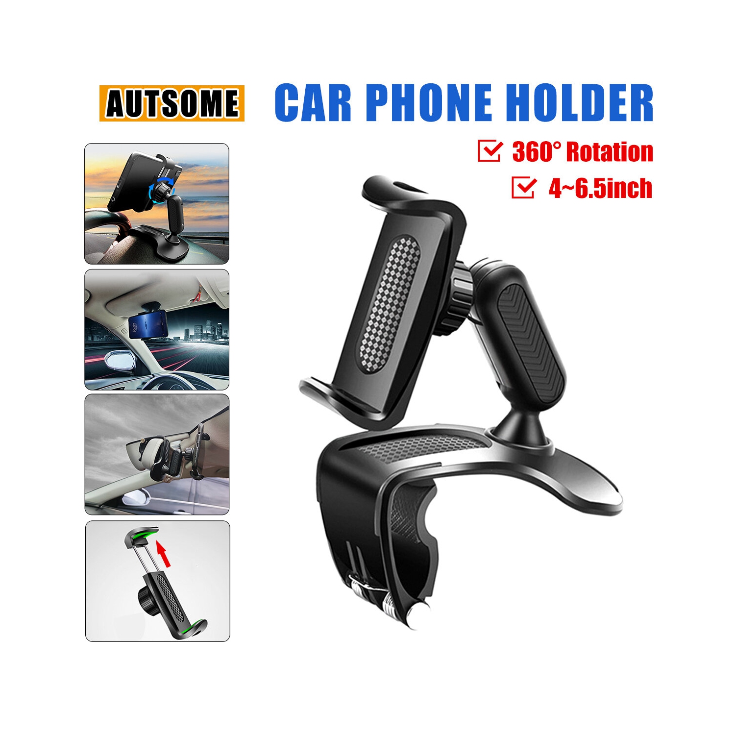 360Rotation Car Mobile Phone Holder Car Sun Visor Dashboard Mobile Phone Holder