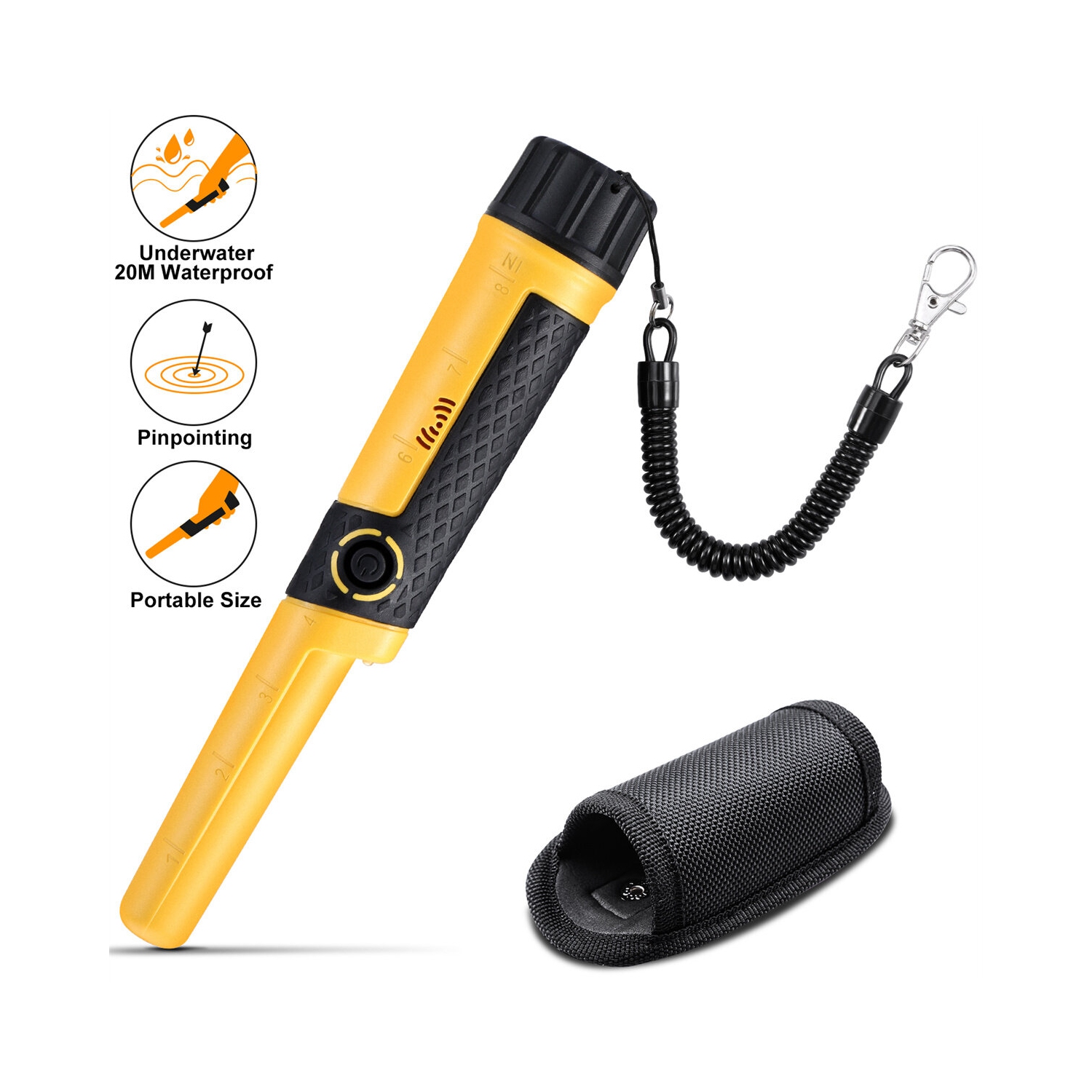 USA Direct GC-2006 détecteur de métaux Pinpointer Wand 5 pouces profondeur IP68 étanche 66&nbsp;pi sous l'eau 360 détection LED Light Treasure