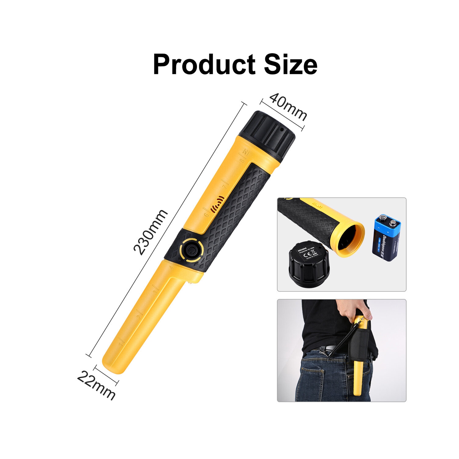 USA Direct GC-2006 détecteur de métaux Pinpointer Wand 5 pouces profondeur IP68 étanche 66 pi sous l'eau 360 détection LED Light Treasure