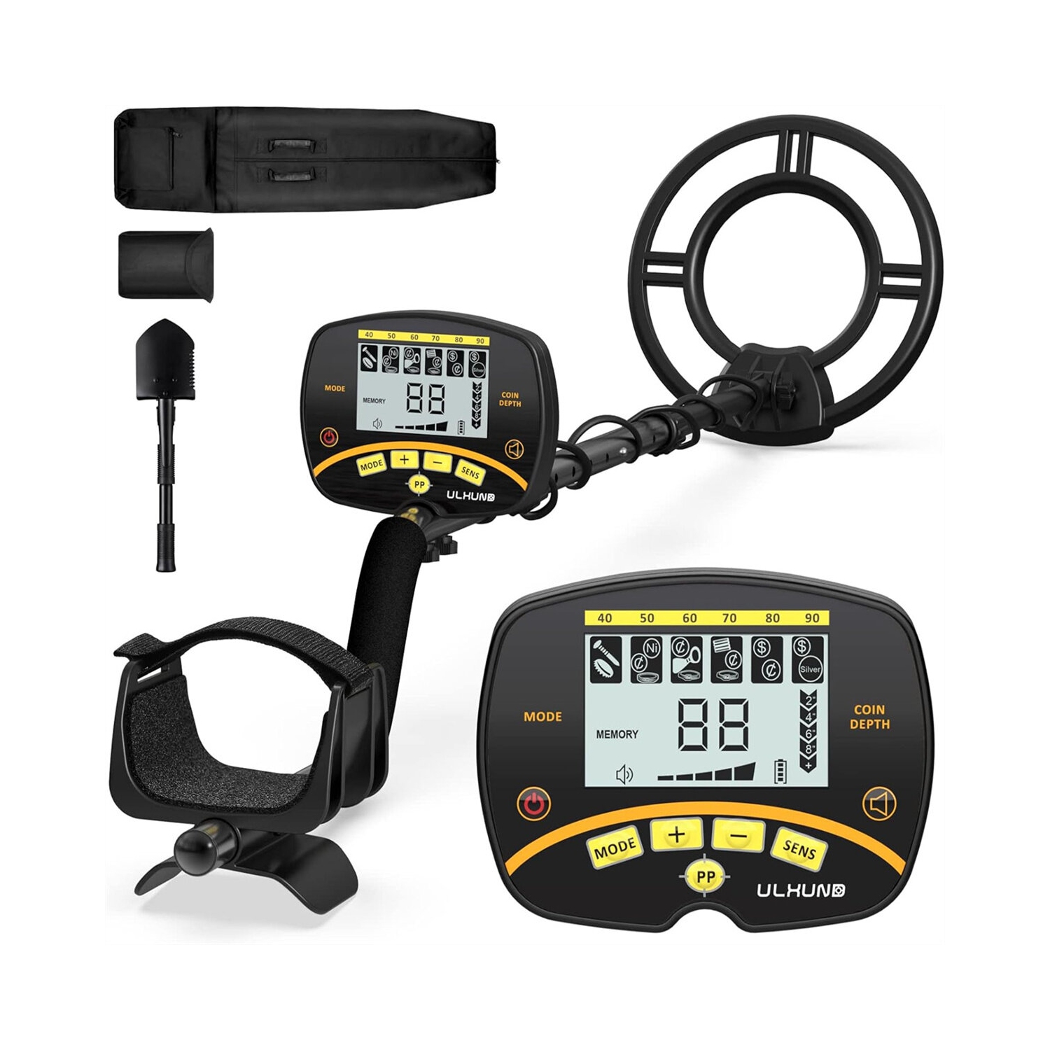 US Direct GC-1075 détecteur de métaux professionnel étanche puce DSP à bobine de 11 pouces 5 modes Treasure Hunting Gold Silver Detection