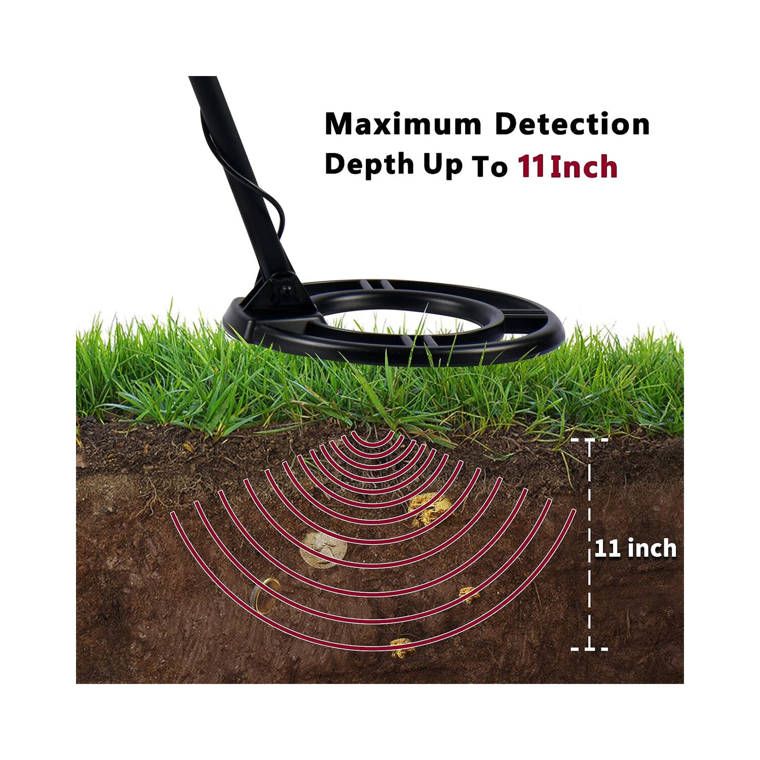 US Direct GC-1075 détecteur de métaux professionnel étanche puce DSP à bobine de 11 pouces 5 modes Treasure Hunting Gold Silver Detection