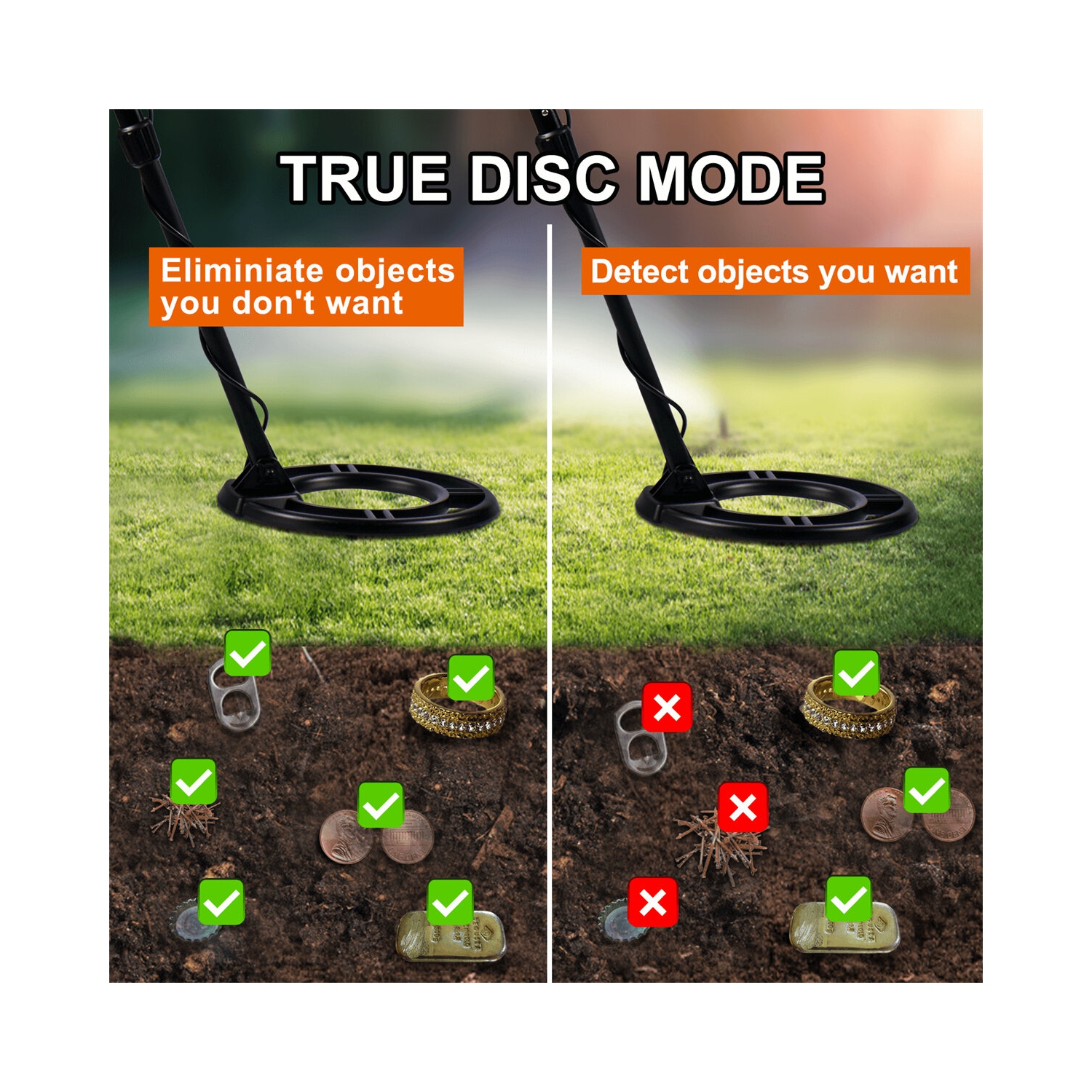 US Direct GC-1075 détecteur de métaux professionnel étanche puce DSP à bobine de 11 pouces 5 modes Treasure Hunting Gold Silver Detection