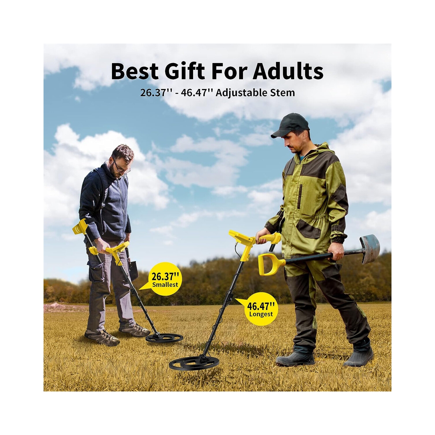USA Direct Advanced Metal Detector with 11-inch Waterproof Coil 5 Modes Up to 11-inch Depth LCD Backlight Screen Adjustable Design Treasure Hunting