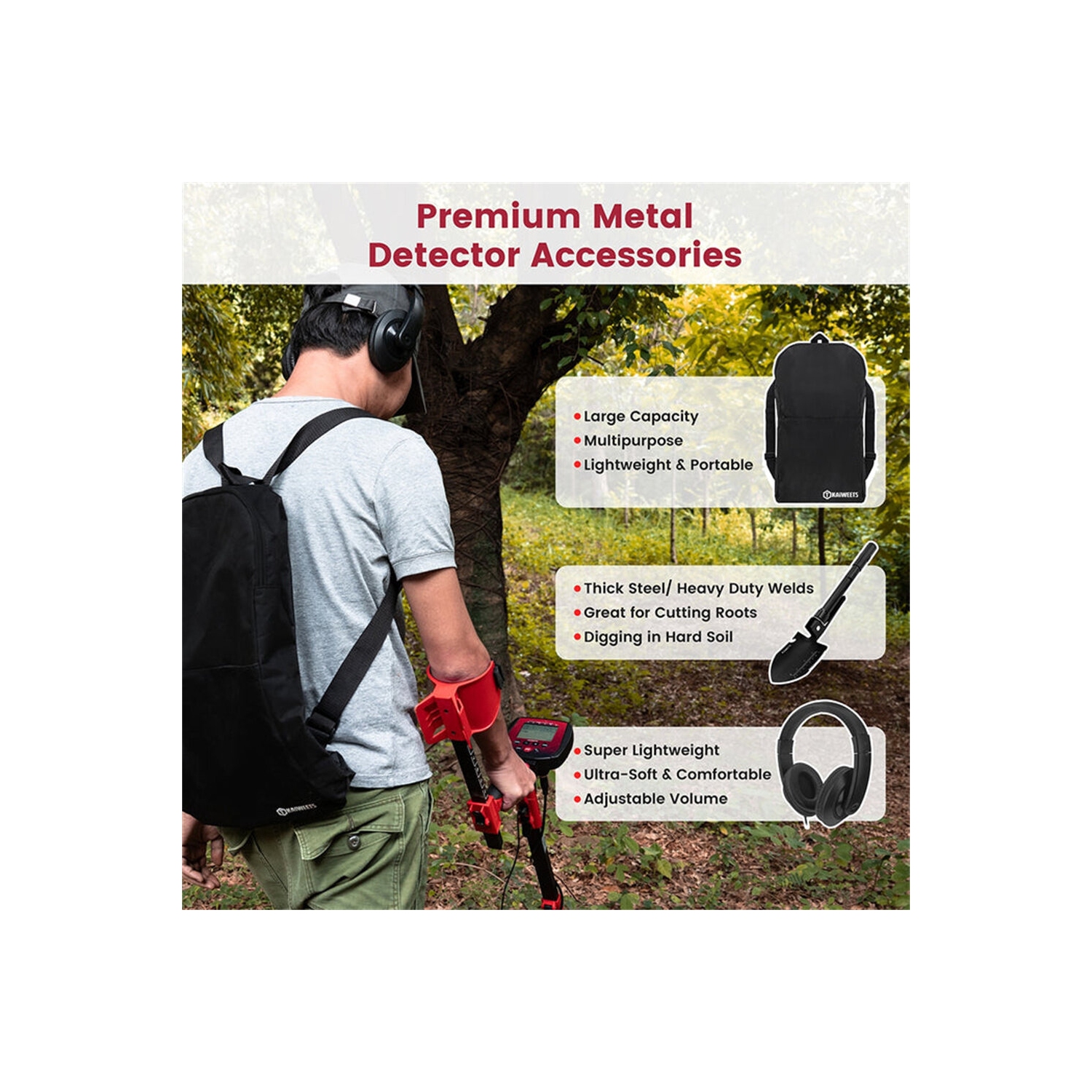 Détecteur de métaux professionnel KAIWEETS KGM01 avec 6 modes de détection haute précision IP68 sensibilité réglable et longueur de tige pour pièces